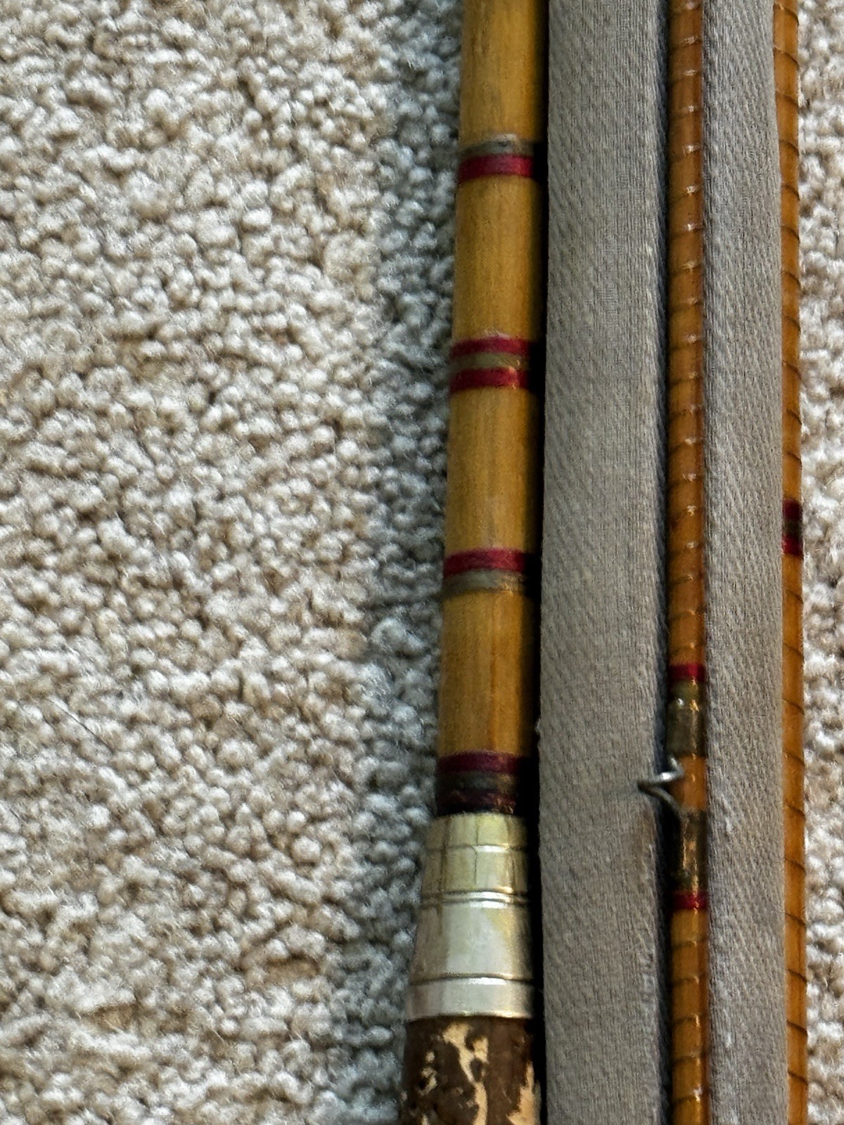 Vintage Bamboo 8ft 8 in 3pc Fly Fishing Rod +Rod holder