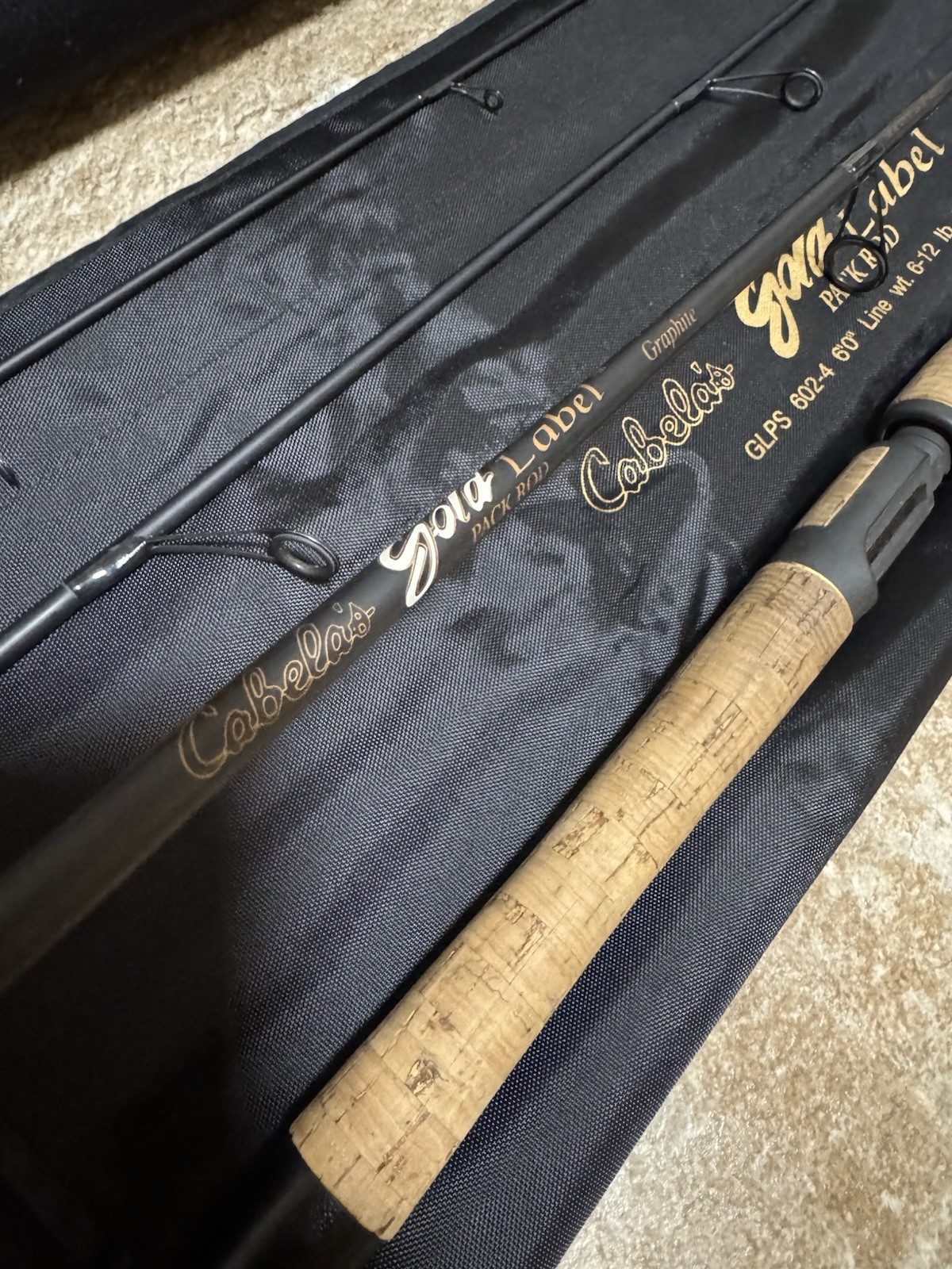 Cabela’s Gold Label Pack Rod 6ft 6-12lb 4 Piece Fishing Spinning Rod & Sock/Tube