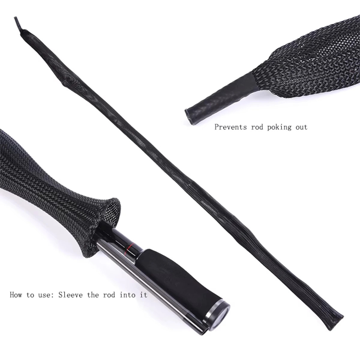 Fishing Rod Sock Braided Net Protector Cover Spinning Casting Ice Rods