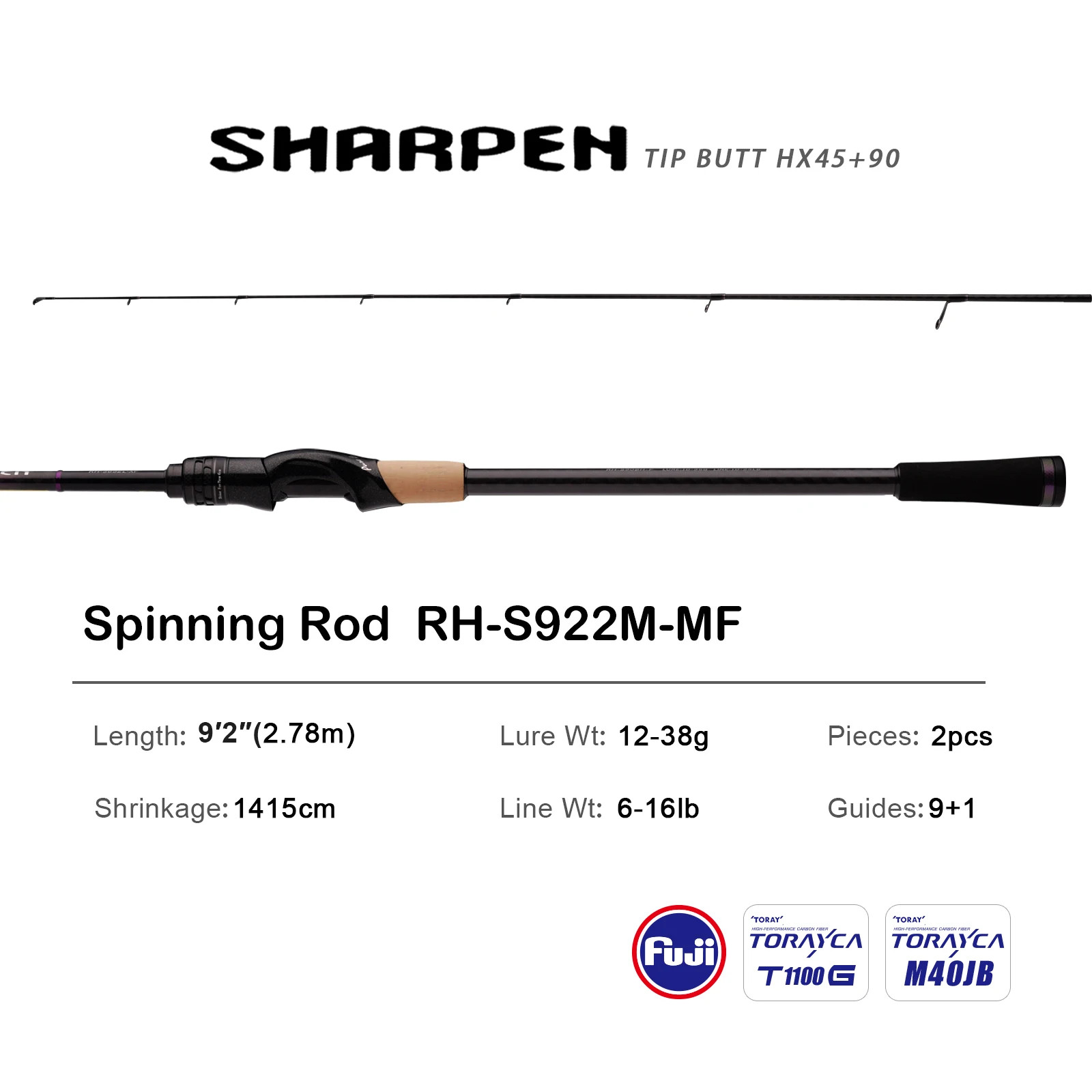 PURELURE SHARPEN Soft Lure Rod Spinning Casting XF MF Bass Pike