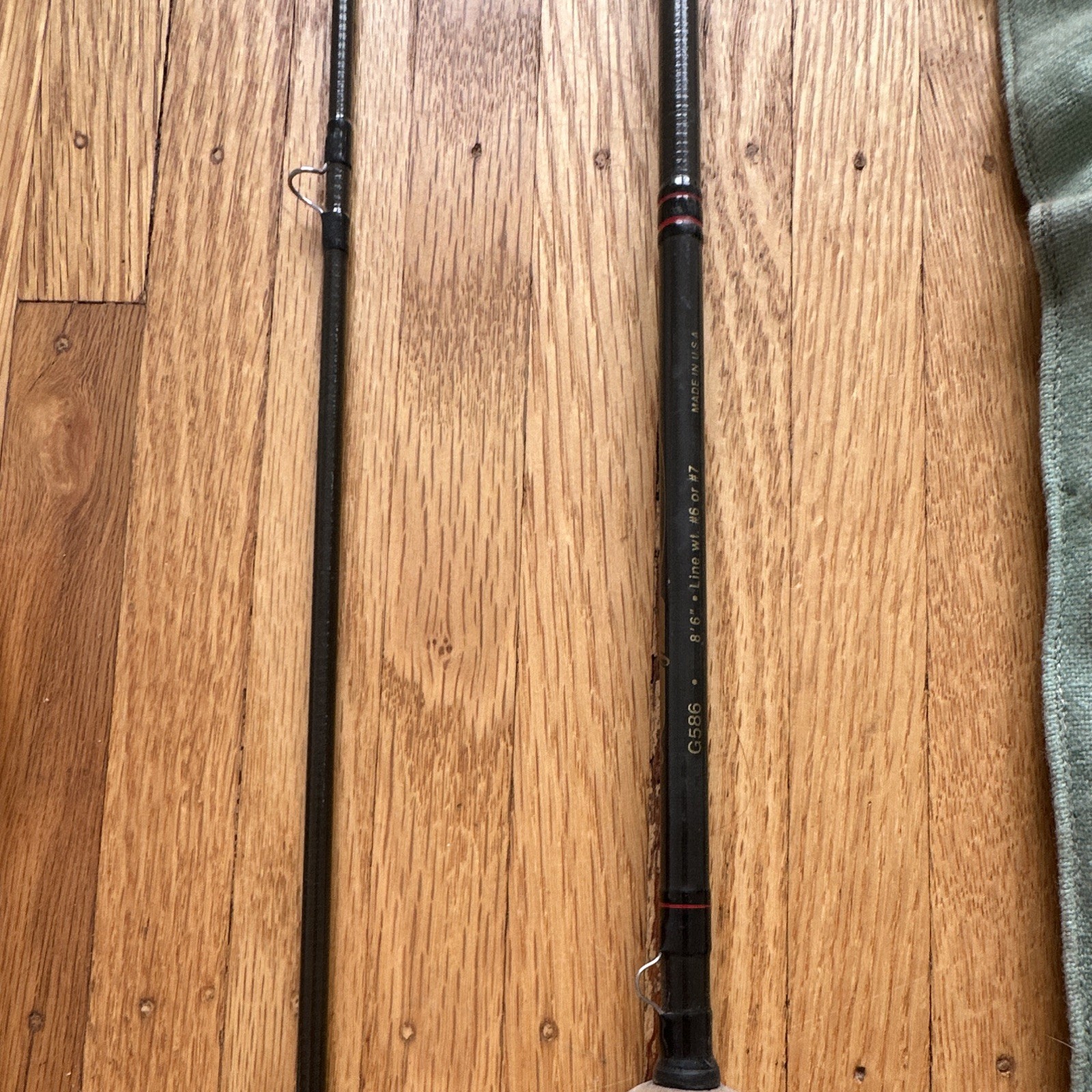 Lamiglas Series 500 G586 8’6″ 6wt 2pc Graphite Fly Rod Cork Handle Sock