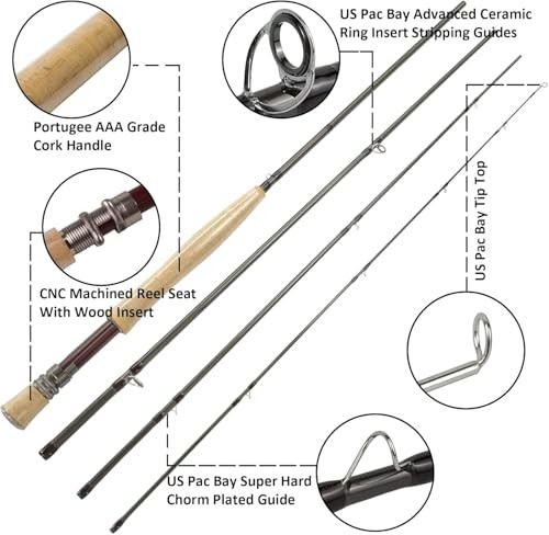 Aventik TroutFly Fly Fishing Rod with Extra Tip,8’6″/9’/9’6″/10′, LW4-9,4-Pie…