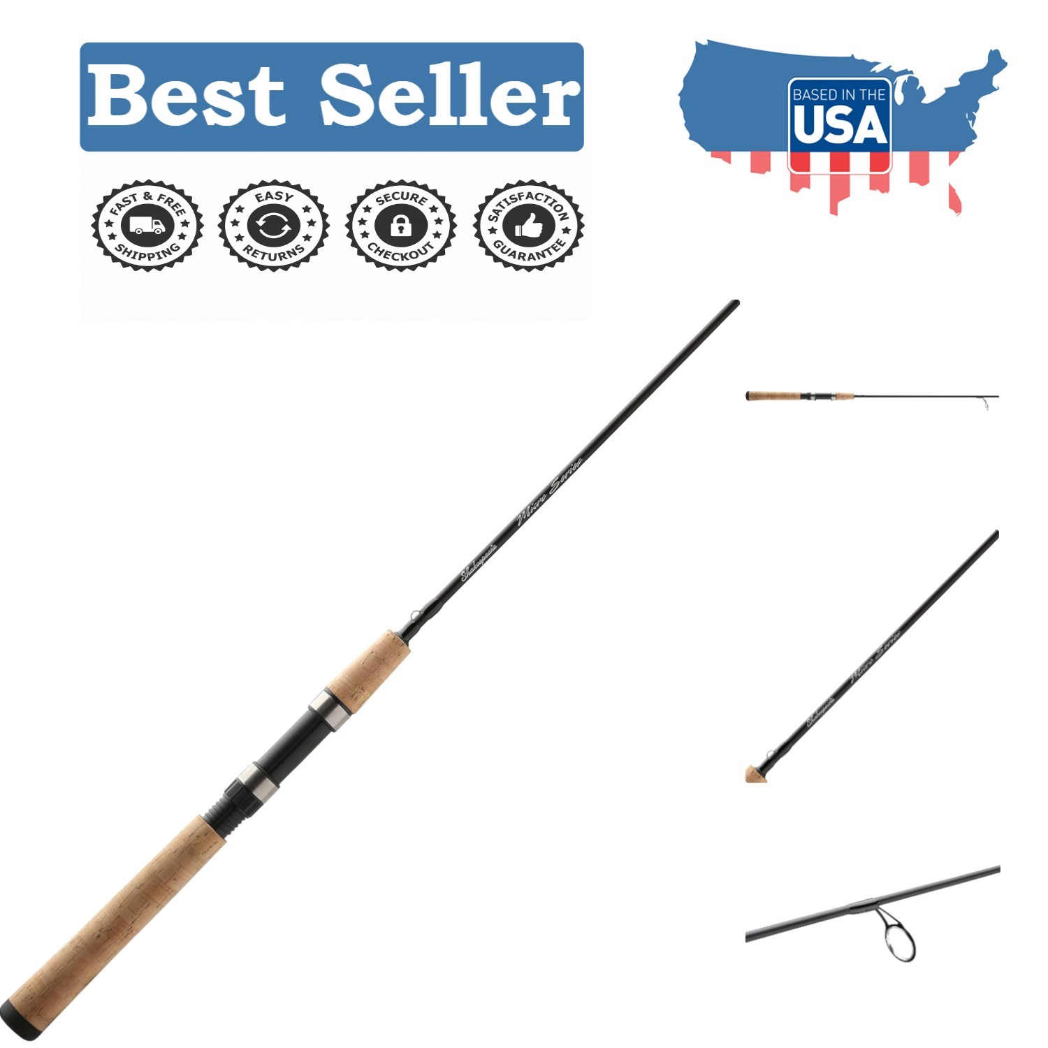 5’6″ Micro Spinning Rod – Light Power with Cork Handle for Bass