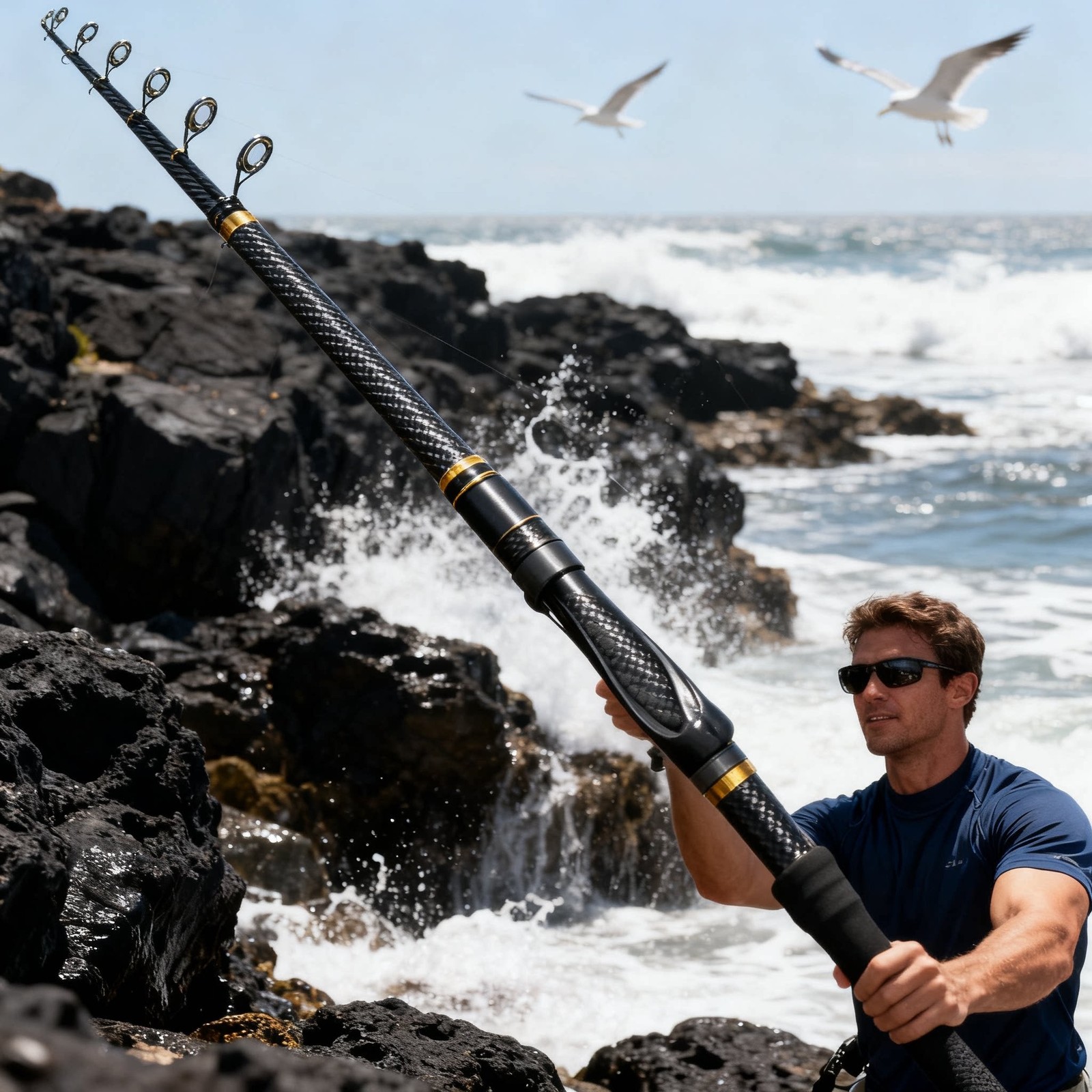 Carbon Telescopic Lure Rod 43cm Lightweight 1.8m 2.1m 2.4m Stiff Action
