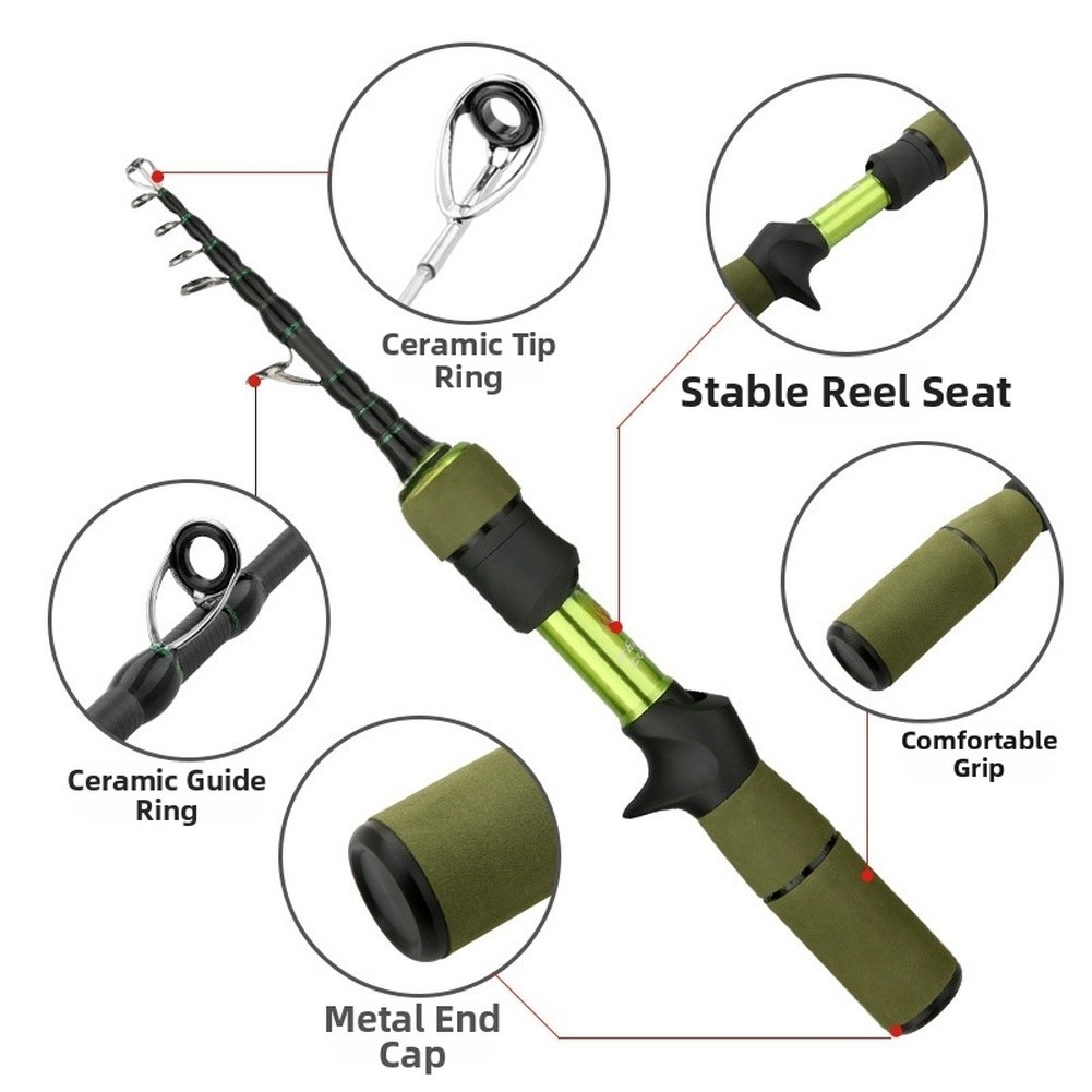18M Carbon Telescopic Fishing Rod UL with Comfortable Grip and Large Guides