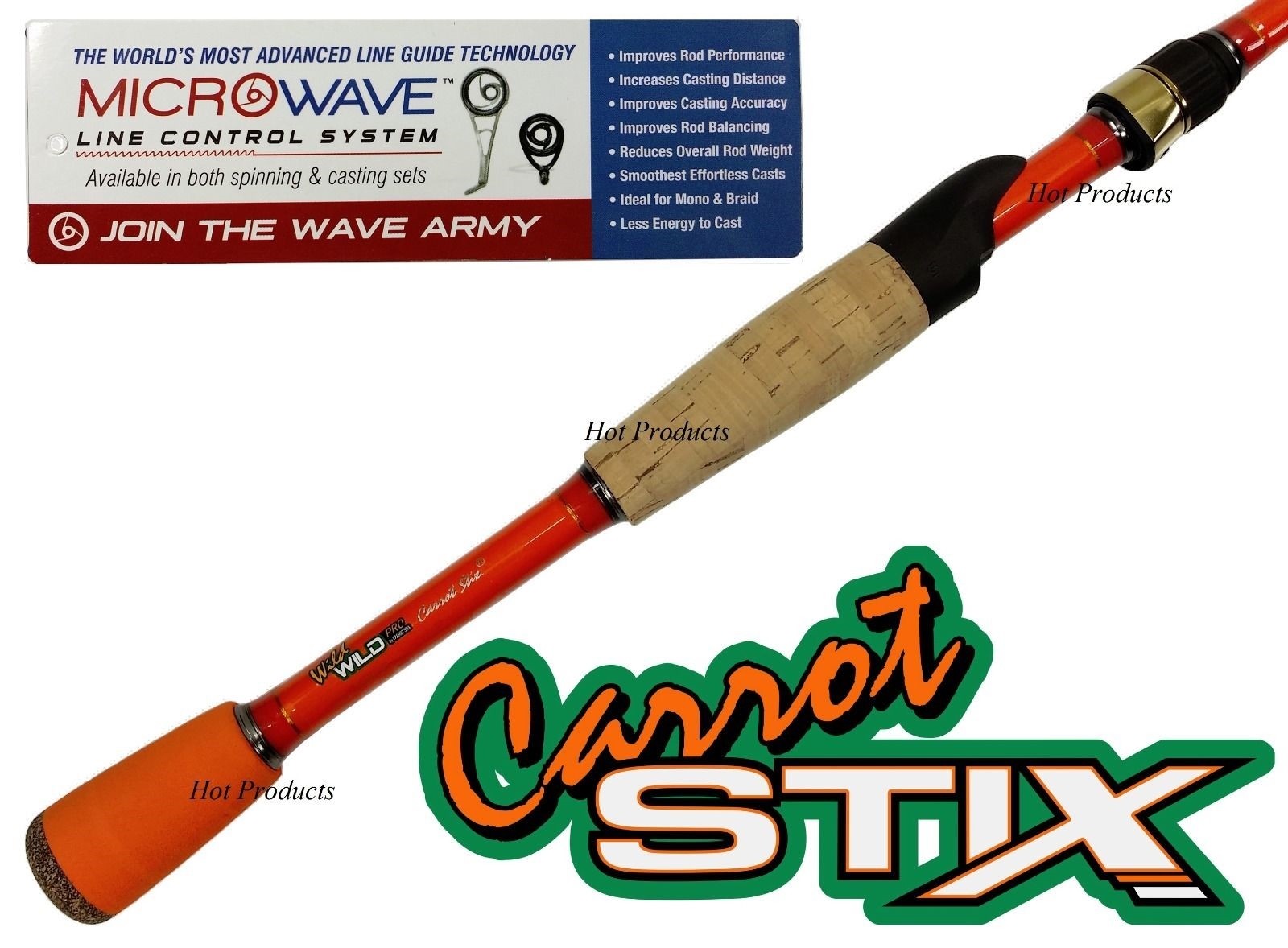 Carrot Stix SPINNING Wild PRO Orange Fishing Rod / 6’7″ – 7′ MEDIUM , ML , MH