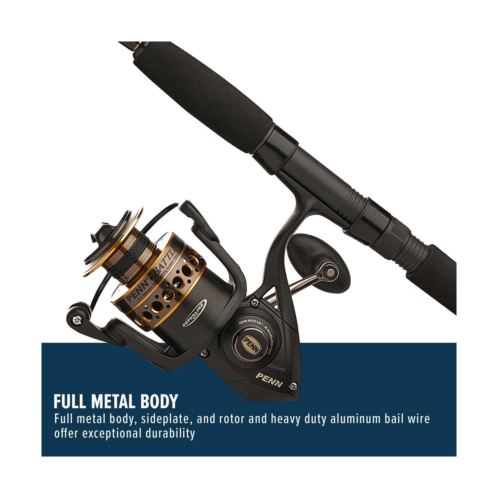Penn Battle Spinning Reel and Fishing Rod Combo Battle Combo Kit