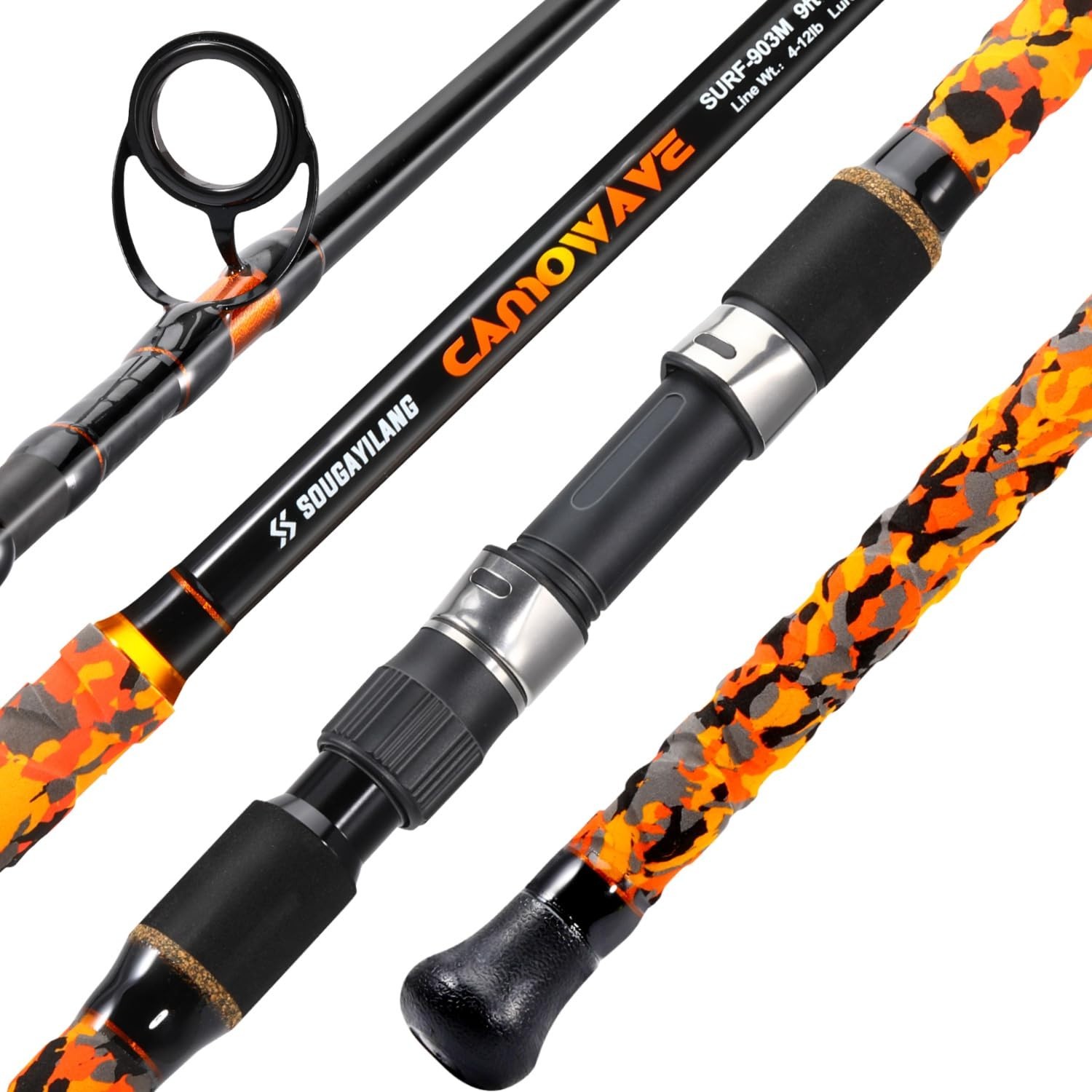 Carbon Travel Surf Spinning Fishing Rod – 3 Piece M/MH, 9’/10’/11’/12′ – Lightwe