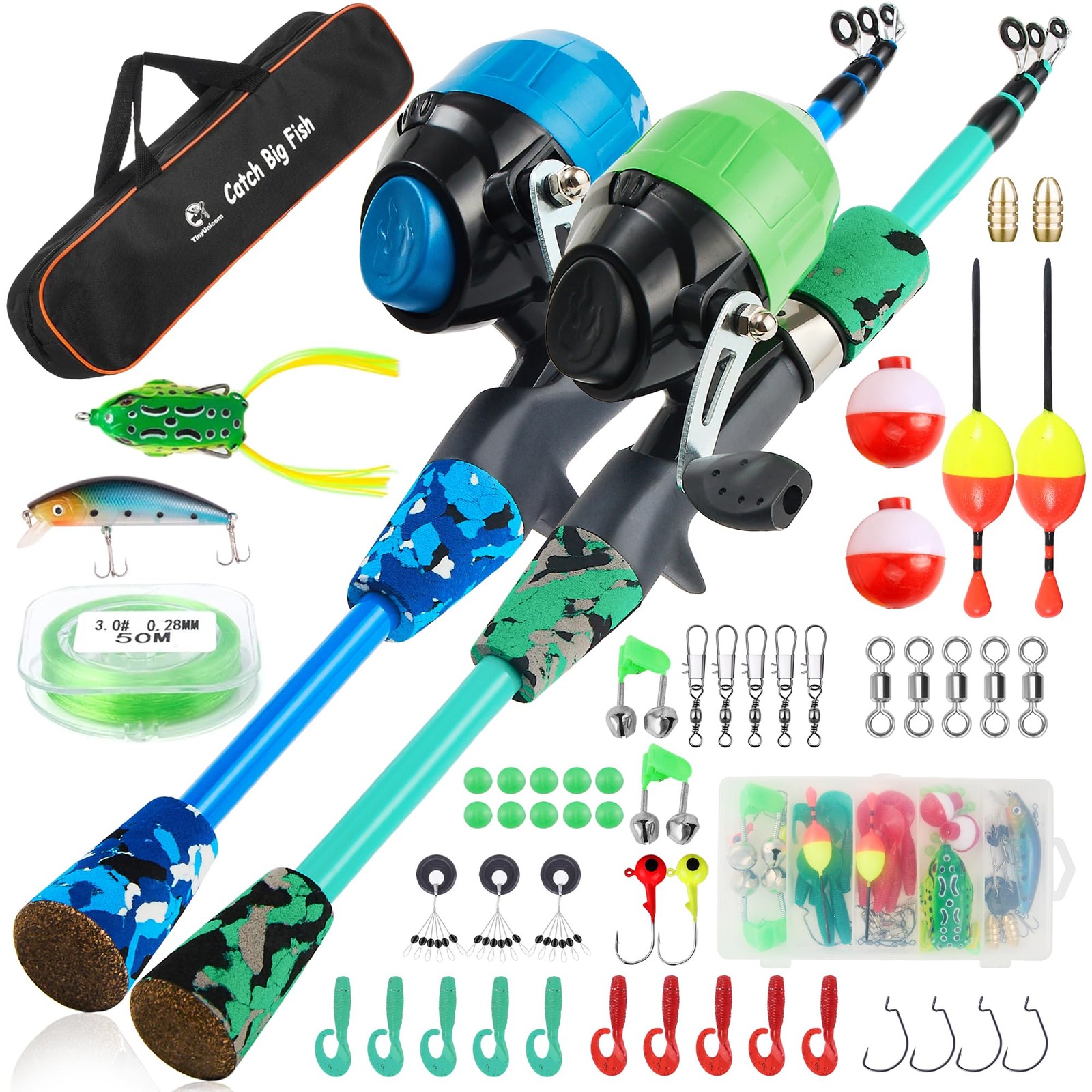 Kids Fishing Pole Kit Set – Portable Telescopic Rod & Reel Combo for Boys & Girl