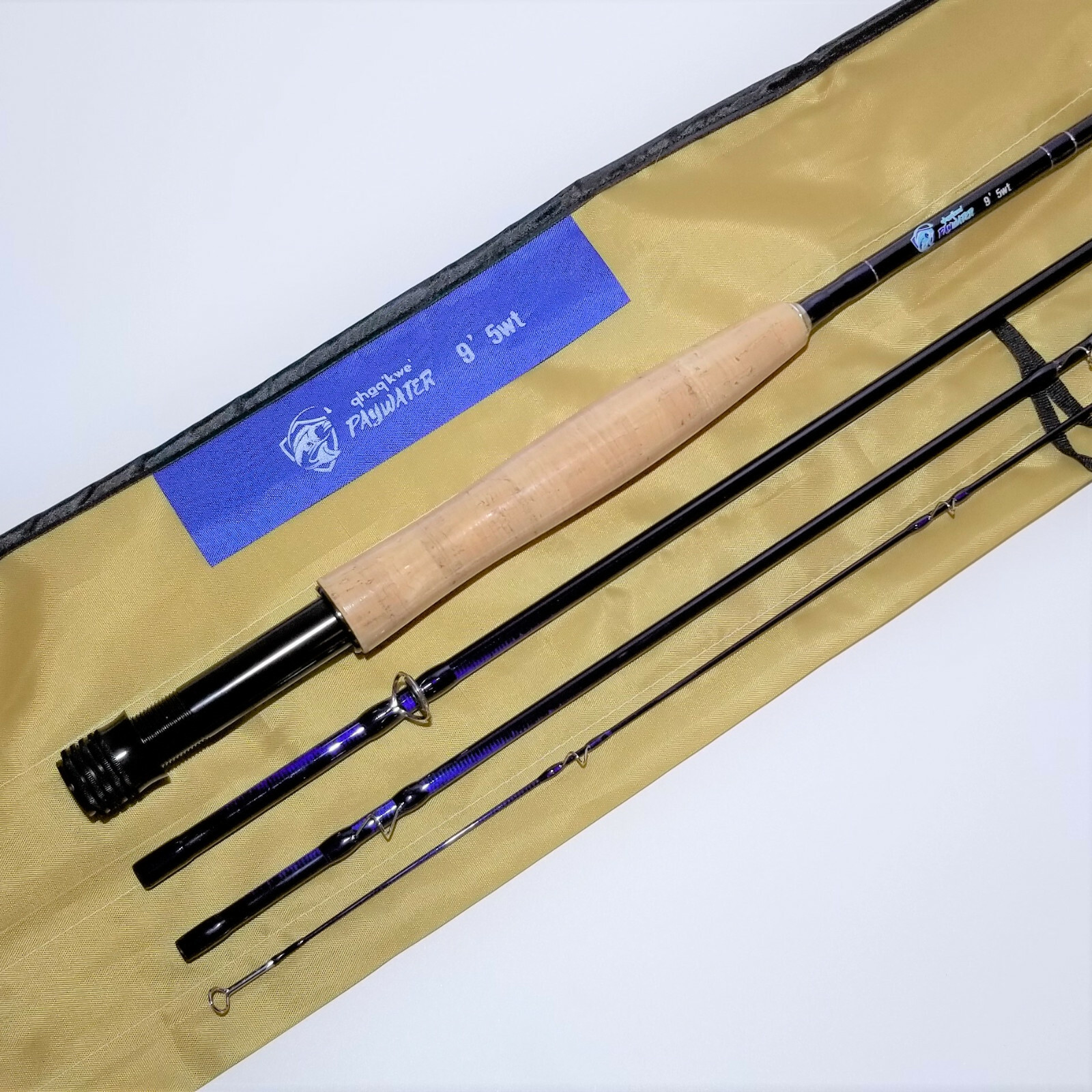 PayWater BLUE 9′ 5wt Medium Action IM6 Carbon Fly Rod Snake Guides 4pc R&R Case