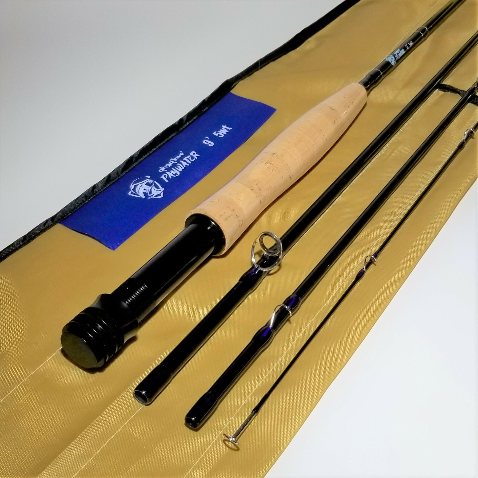 PayWater BLUE 9′ 5wt Medium Action IM6 Carbon Fly Rod Snake Guides 4pc R&R Case