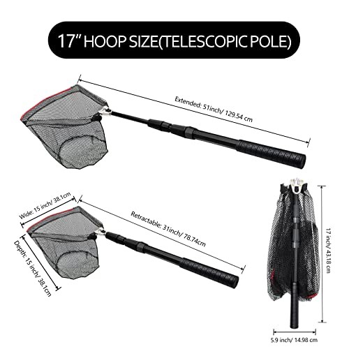 SAN LIKE Fishing Net Collapsible Landing Net 37-98in