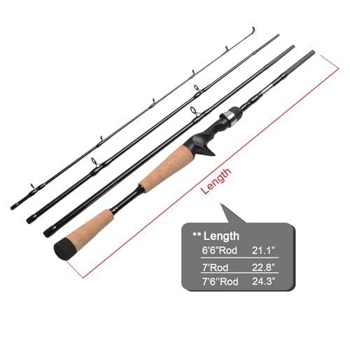 4-Piece Portable Carbon Casting Fishing Rod Set – Lightweight Baitcaster for Tra