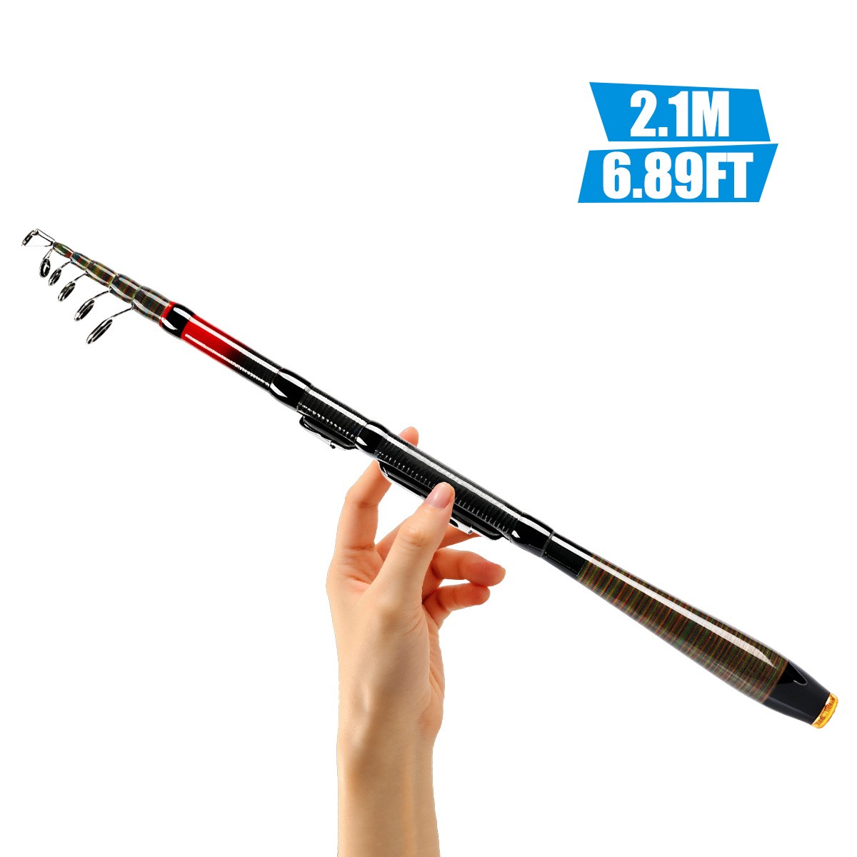 Carbon Fiber Telescopic Fishing Rod Portable Sea Spinning Pole 20-50LB Saltwater