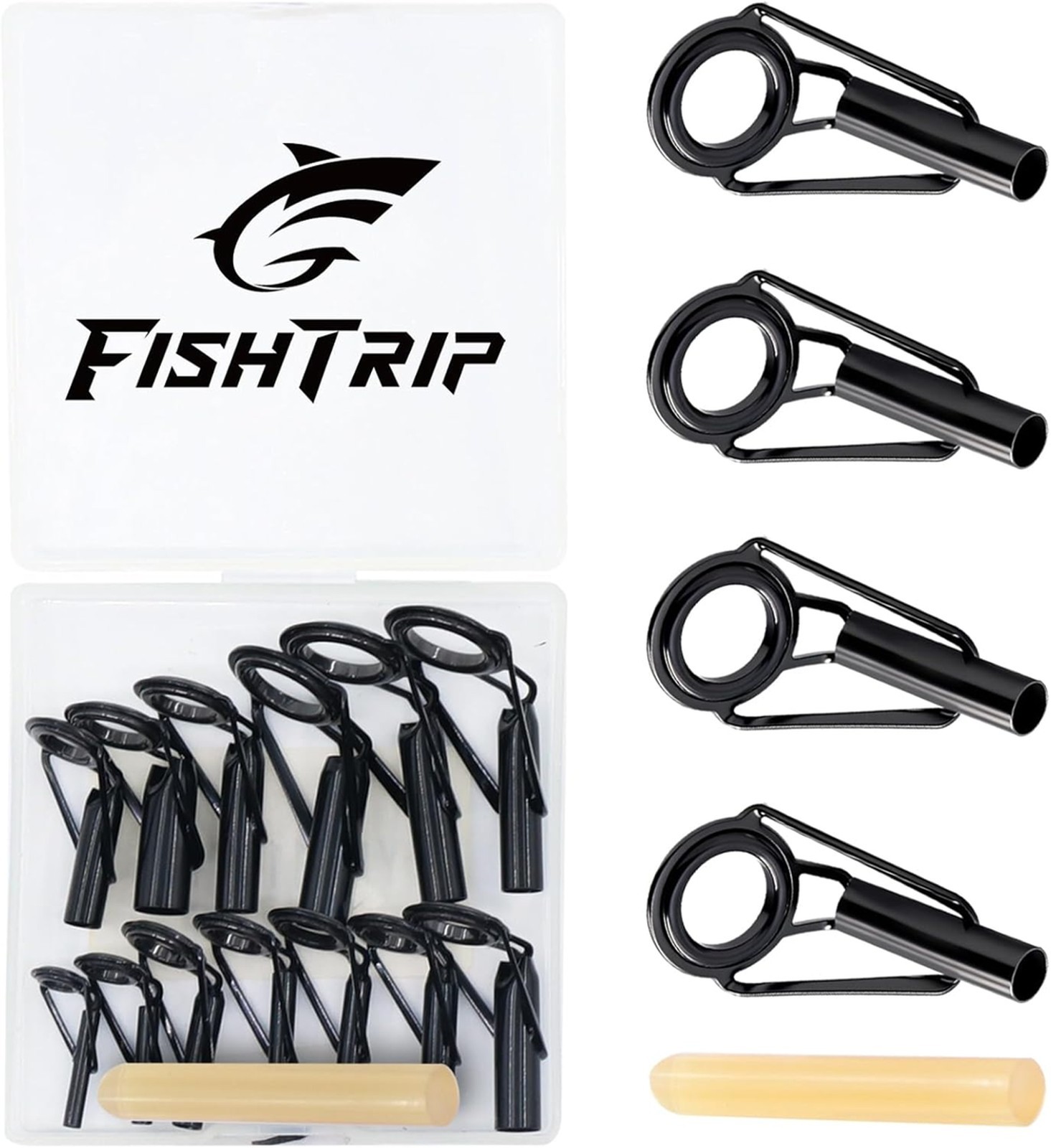 Fishing Rod Tip Repair Kit Stainless Steel Ceramic Guides Ring Replacement Set