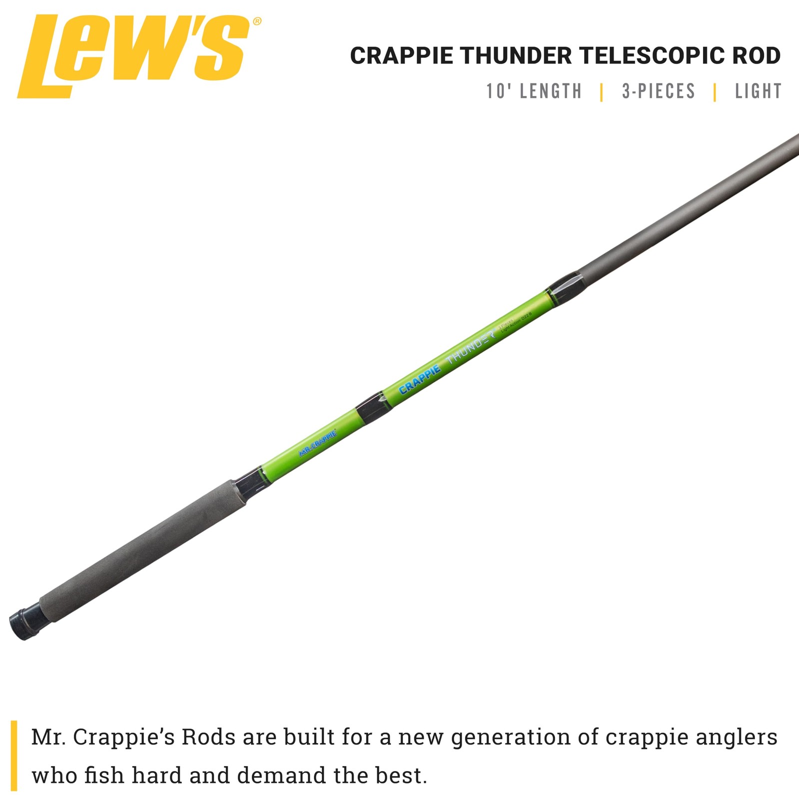 Lew’S Lews Crappie Thunder Telescopic Rod 10-Foot 3-Piece Fishing Rod Light