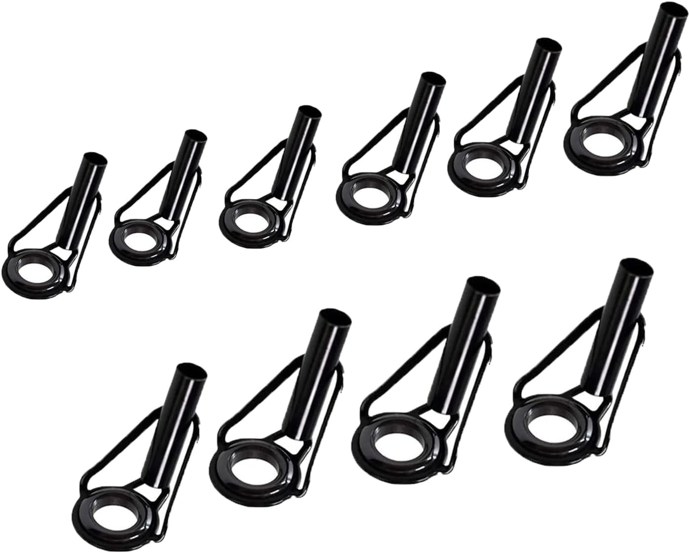 10 Pcs Fishing Rod Tip Repair Kit Stainless Steel Guide Tips Black Set
