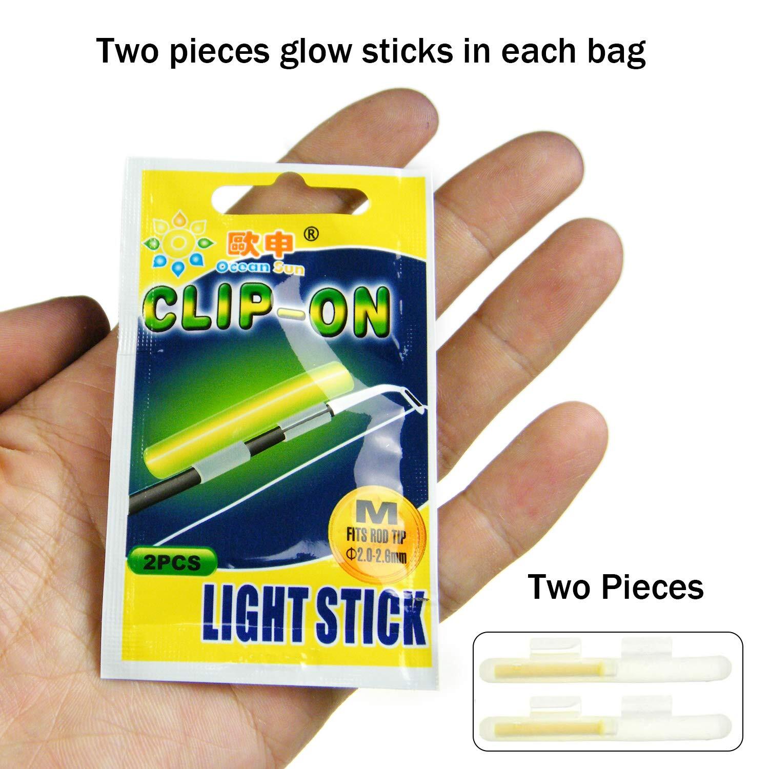 Clip On Fishing Glow Sticks For Pole 20 Pcs10 Packs M L XL Green Fluorescent …
