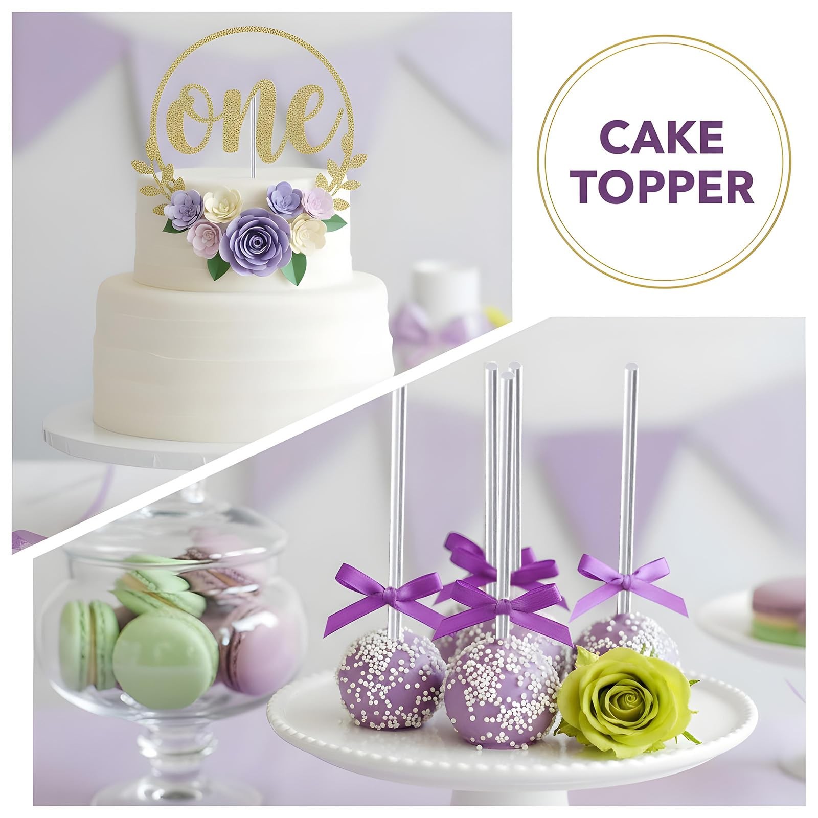 120 PCS 7.87 Inch Clear Acrylic Rods 2mm Cake Pop Topper Sticks DIY Crafts