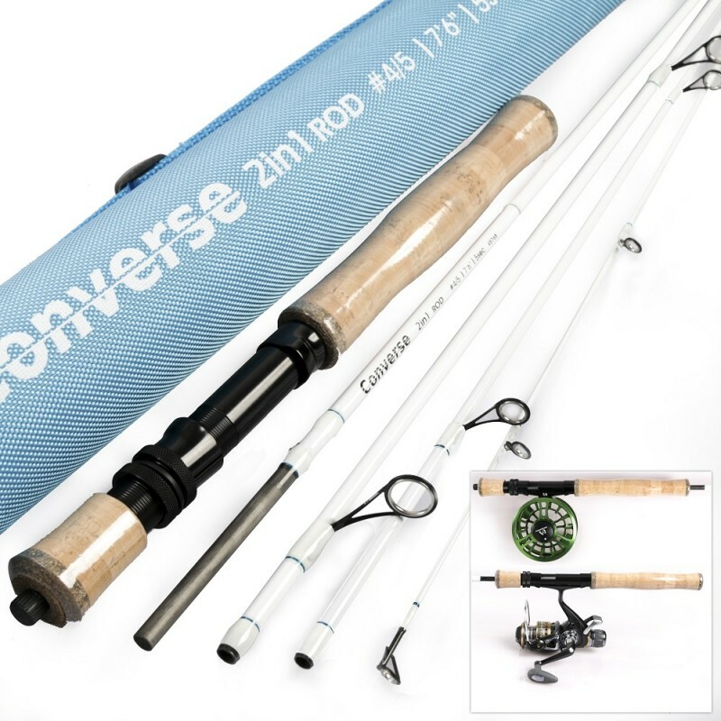 Converse 2in1 Fly/Spin Travel Rod, 7ft6 4/5wt 5pcs fly fishing rod spinning rod