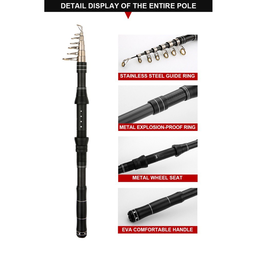 Portable Fishing Rod Travel Fishing Smooth Threading Guides Casting Compatible
