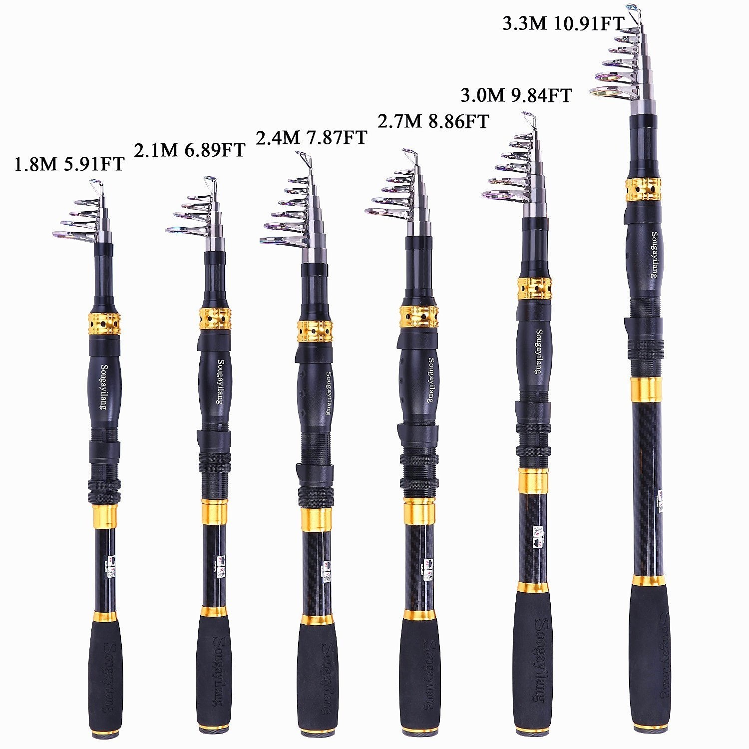Sougayilang Telescopic Fishing Rod – 6.9ft Carbon Fiber, Ultralight, Medium