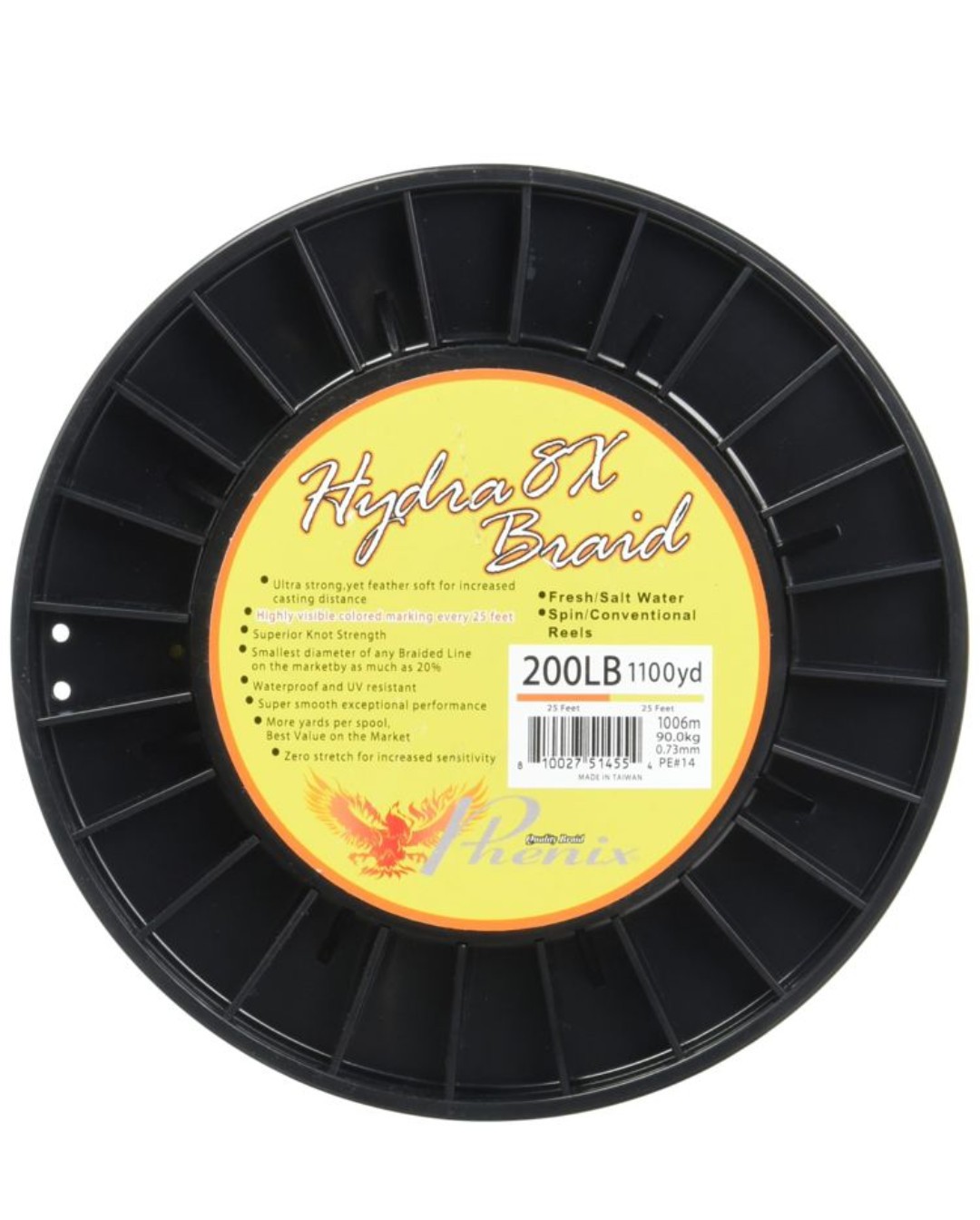 Phenix Rods X8 PE Orange 200 LBS 1100 YDS (1006M) Braid Line