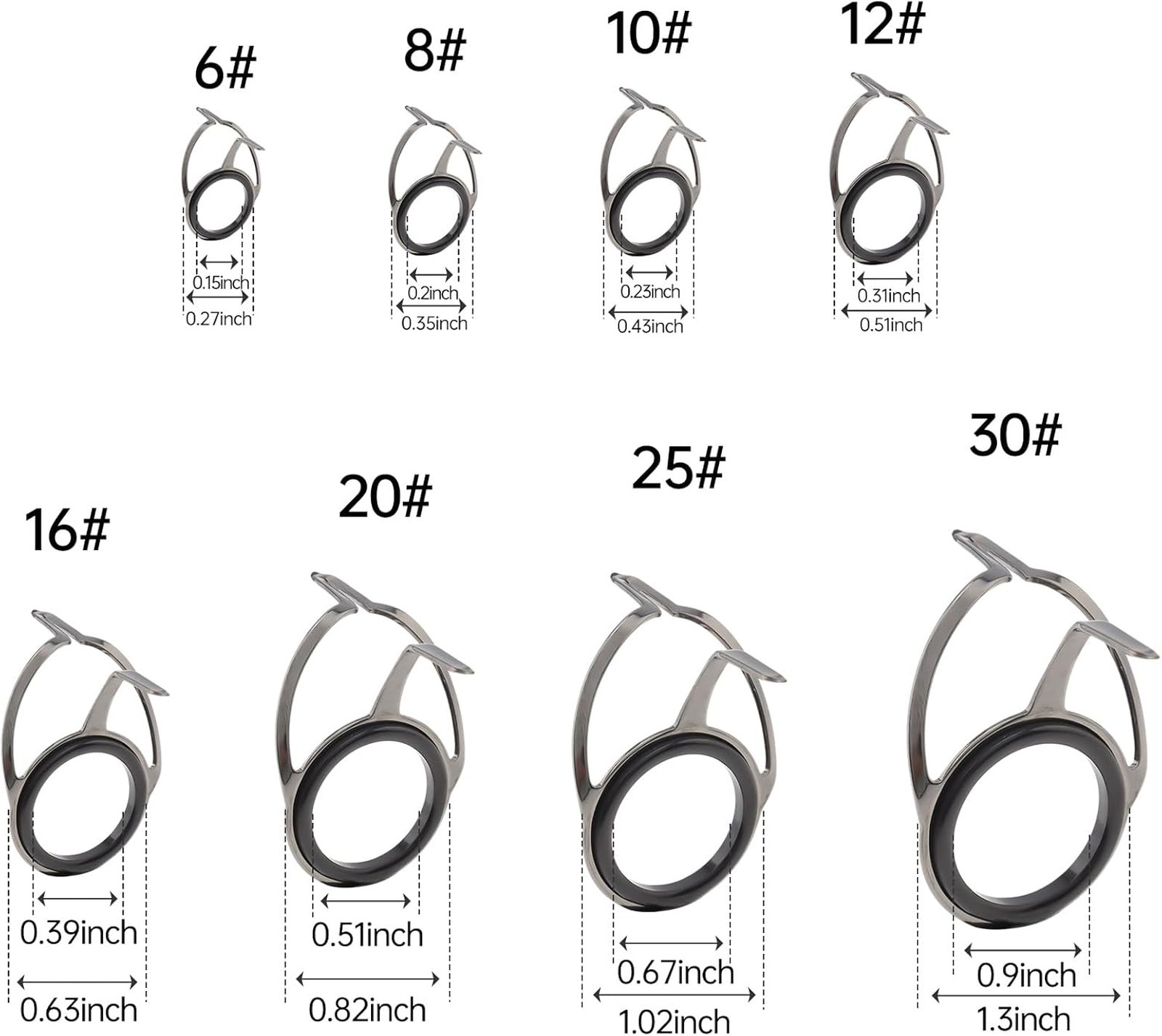 8pcs Fishing Rod Repair Kit Guides Tip for Spinning and Sea Fishing Enhances
