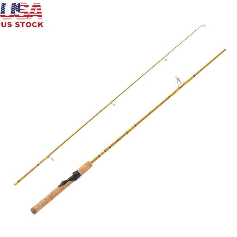 Crafted Glass Spinning Rod 2 Piece W/ Cork Handle Stainless Guides Lightweight