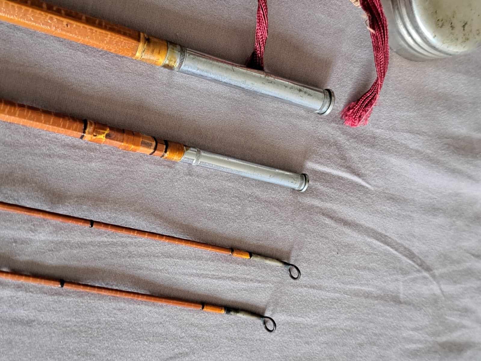 1930S USA DESIRABLE FLY ROD SOUTHBEND CROSS DOUBLEBUILT TUBE & ORIGINAL SOCK