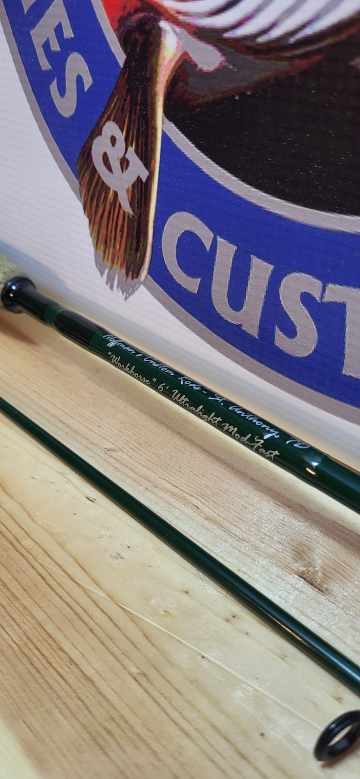 Custom Green 6′ Ultralight Mod-Fast Spinning Rod 2 Pc