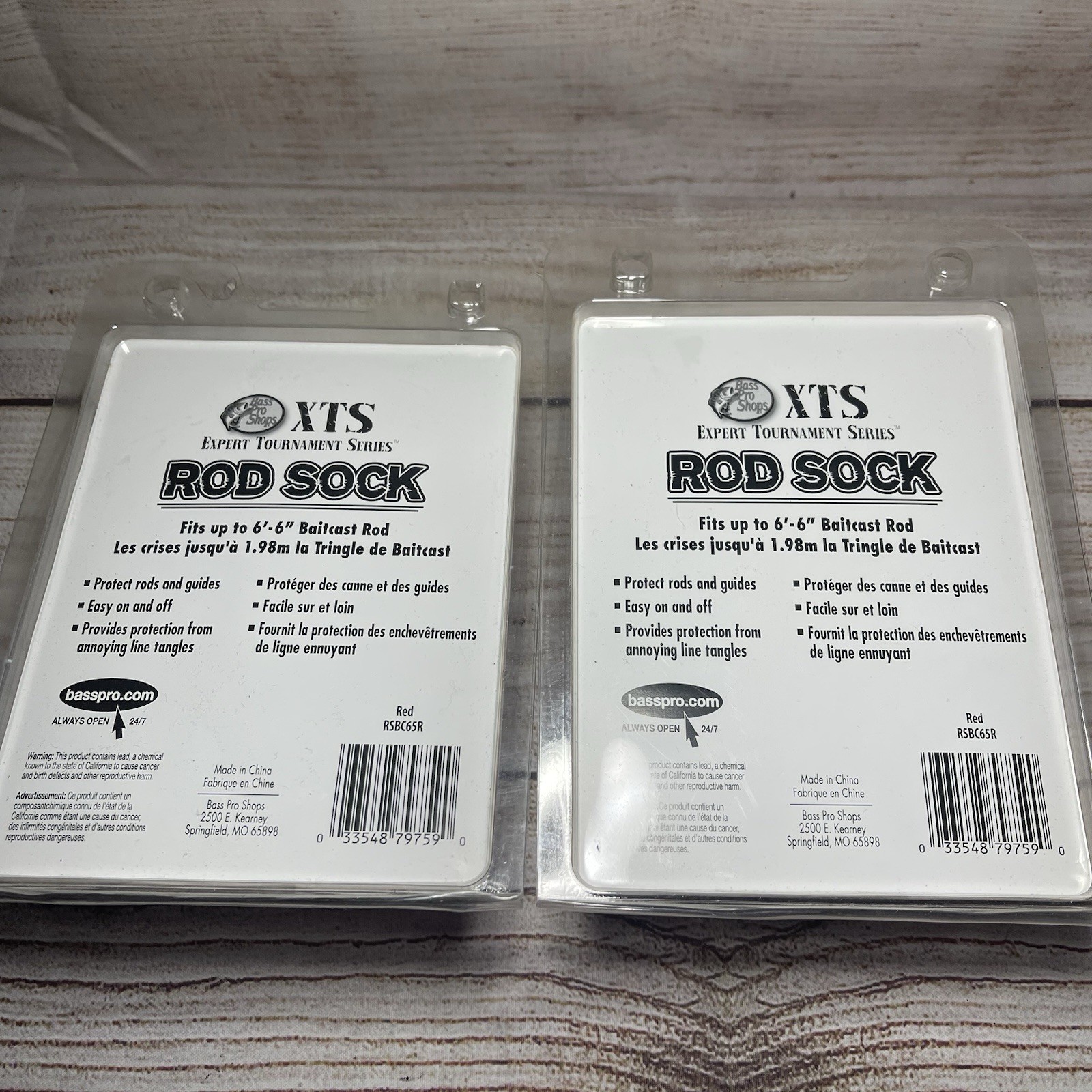 Bass Pro Shops XTS Rod Socks • Baitcast Rod Up To 6’6″ Red NEW Fishing