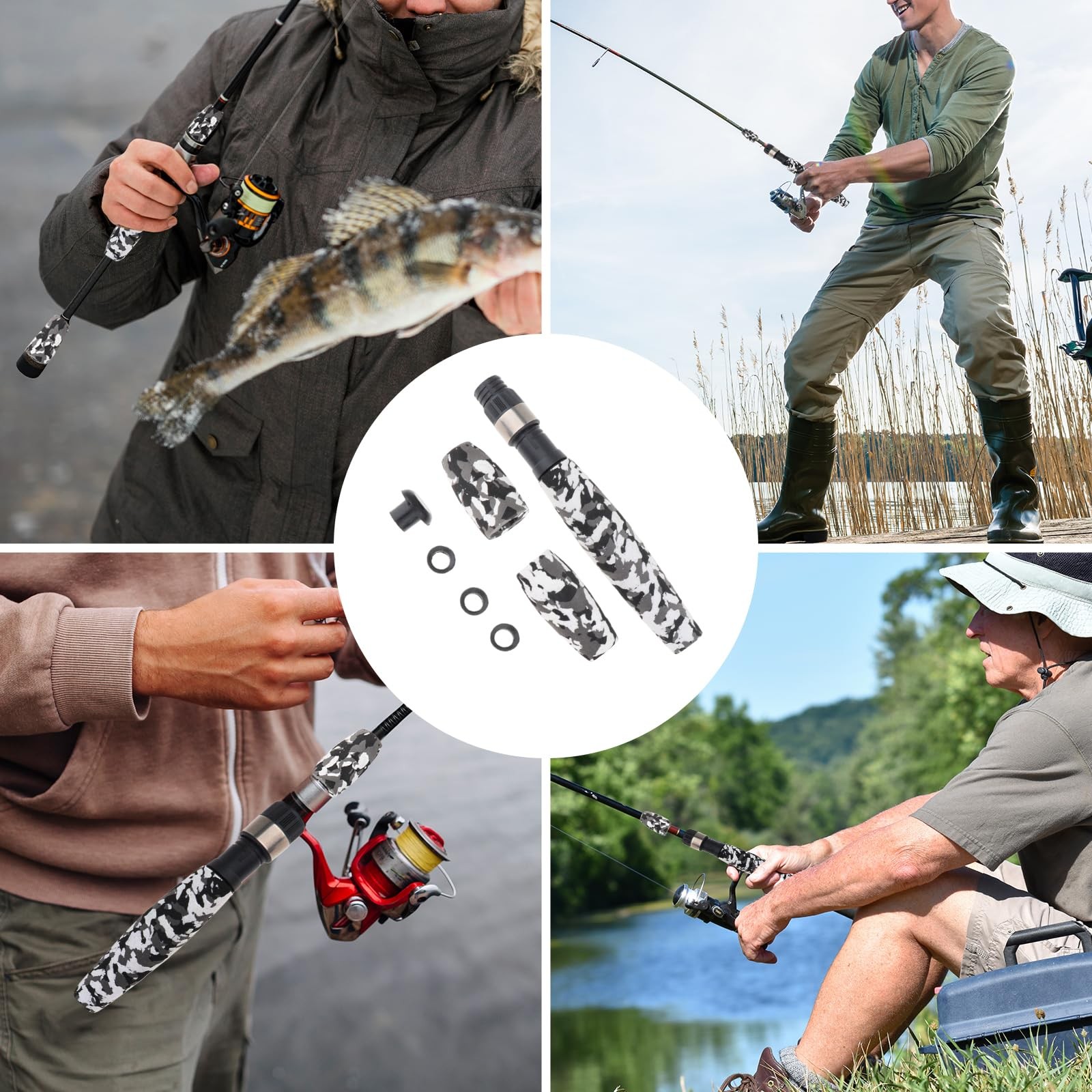 Fishing Rod Handle EVA Foam Split Pole Grips Replacement Parts