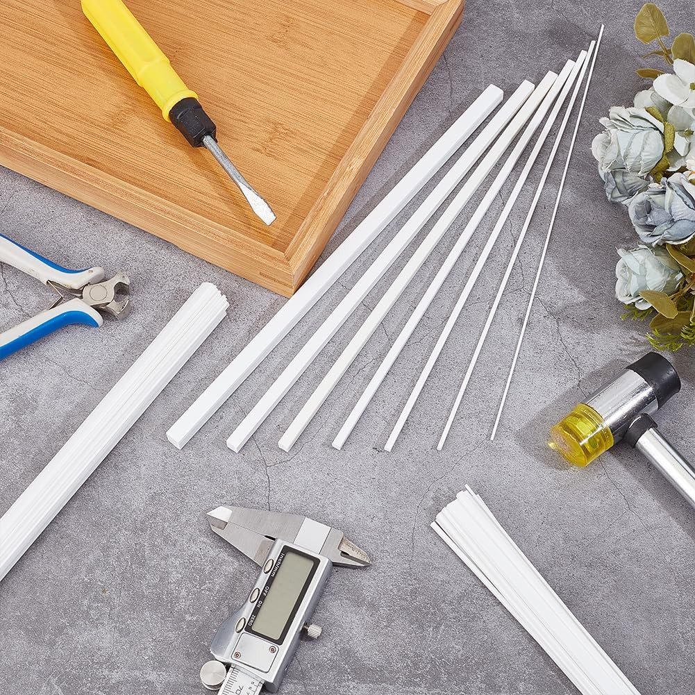 48 PCS 7 Styles Square ABS Plastic Rod Solid Bar Smooth Tube Model Material