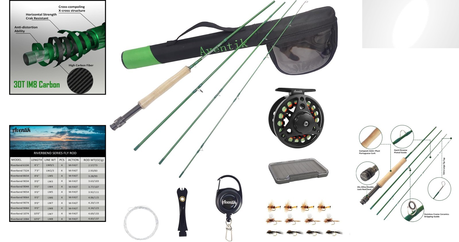 Ultimate Riverbend Fly Fishing Kit – 7’3″ Lightweight Rod & Accessories Included