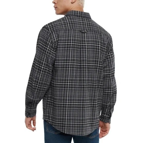 Orvis Men’s S Classic Plaid Flannel Button-Up Shirt Jacket Black & Gray M1108