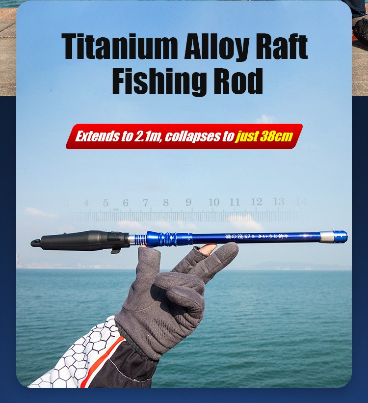 Small Portable Telescopic Titanium Alloy Fishing Rod Sea Pole Spinning Rod