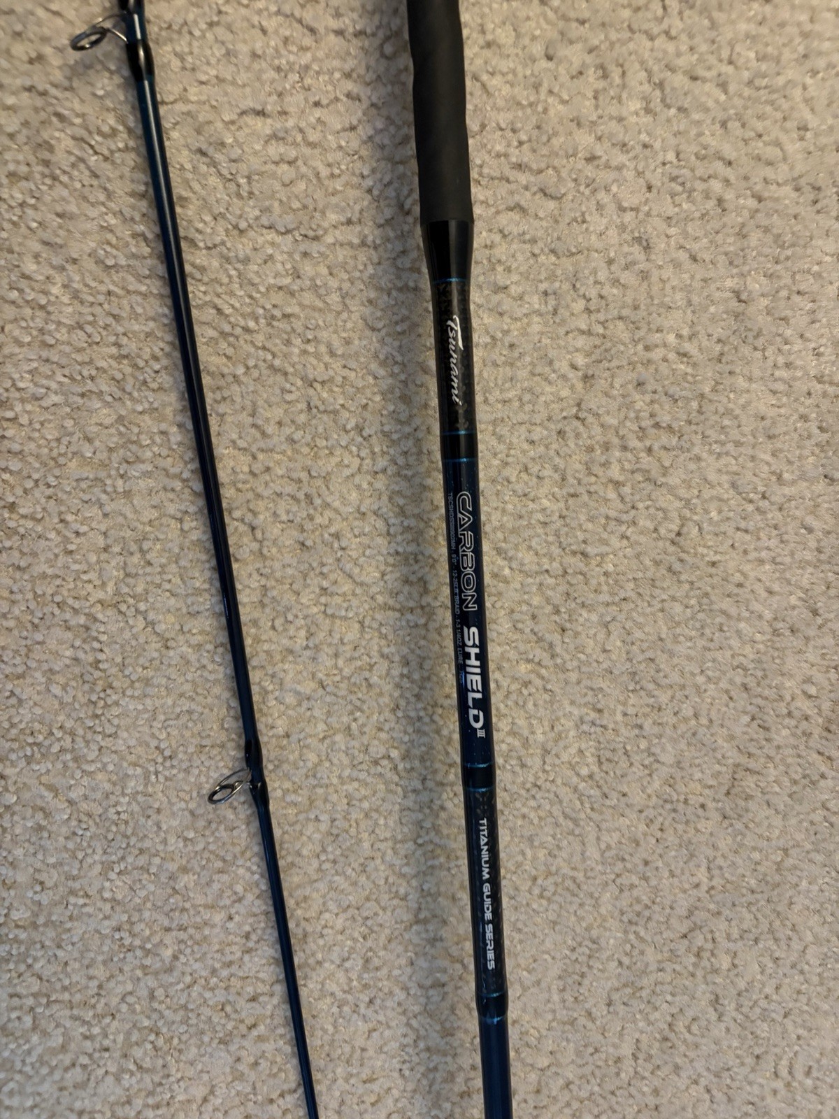 (Used) (Missing Guide) Tsunami Carbon Shield II Surf Spinning Rod 9’ 2 Piece