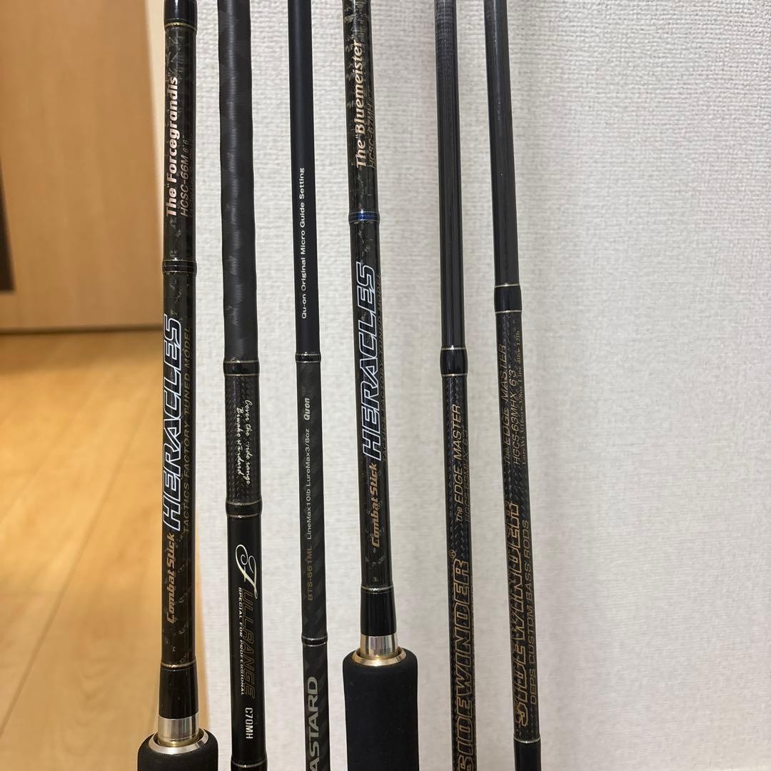Bass rod set of 6 including Evergreen Heracles, Deps Sidewinder, Tailwalk