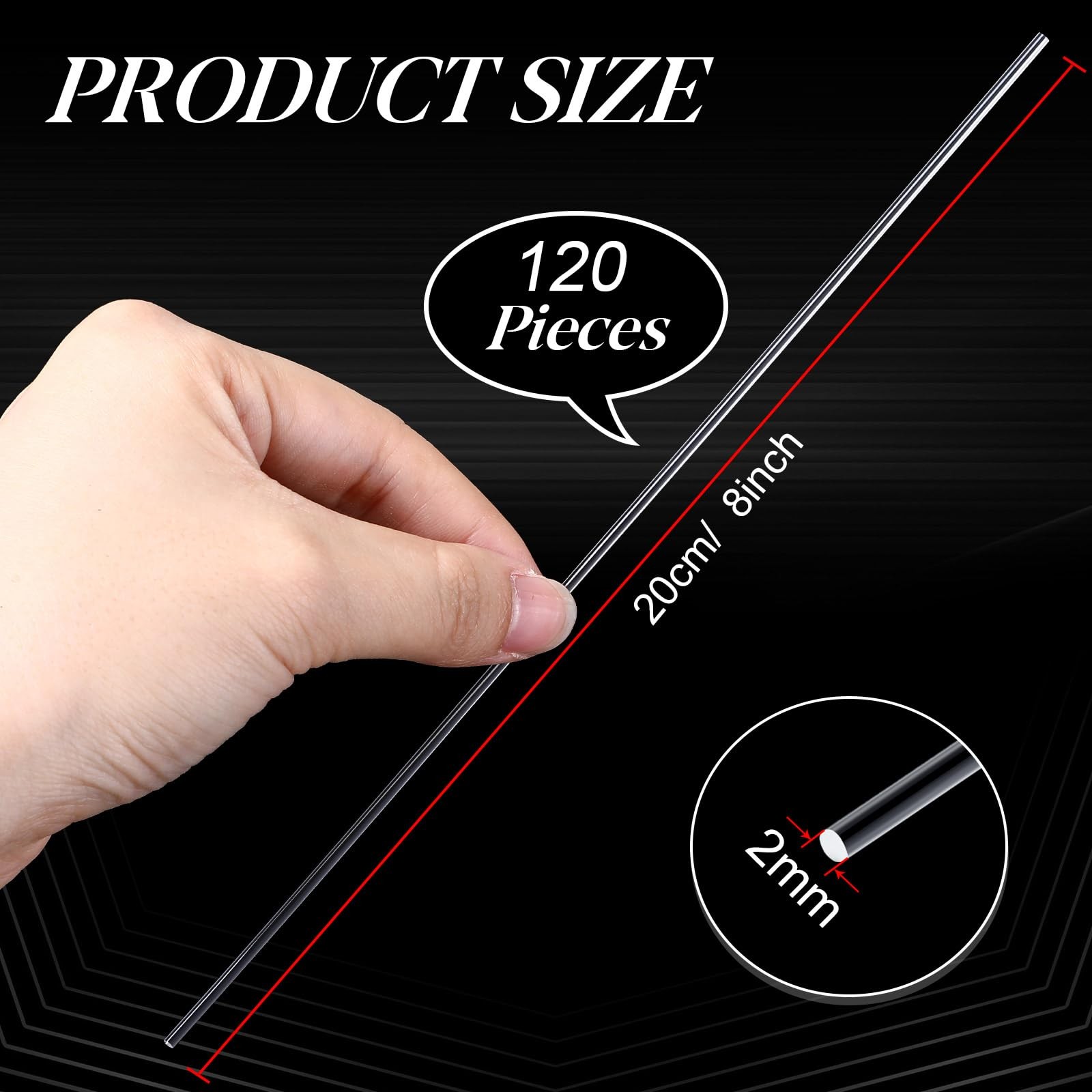 120 Pcs 8 Inch Clear Acrylic Rods 2 Mm Diameter Acrylic Dowel Rods round Plastic