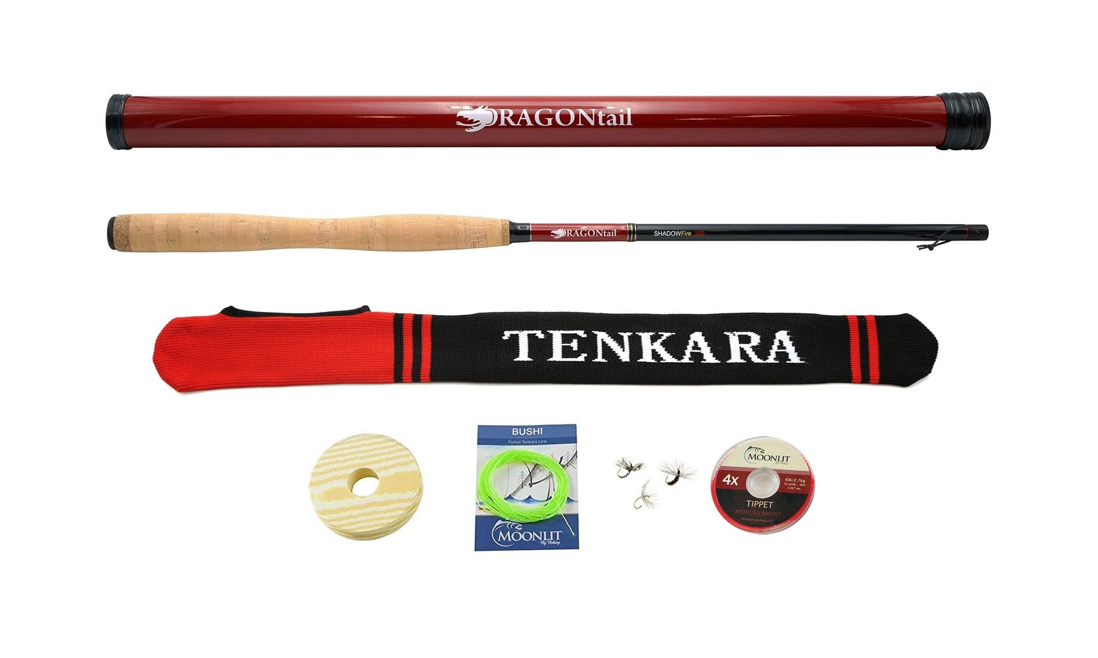 DRAGONtail Shadowfire 365 12′ Tenkara Fly Fishing Rod 12′ Complete Starter Kit