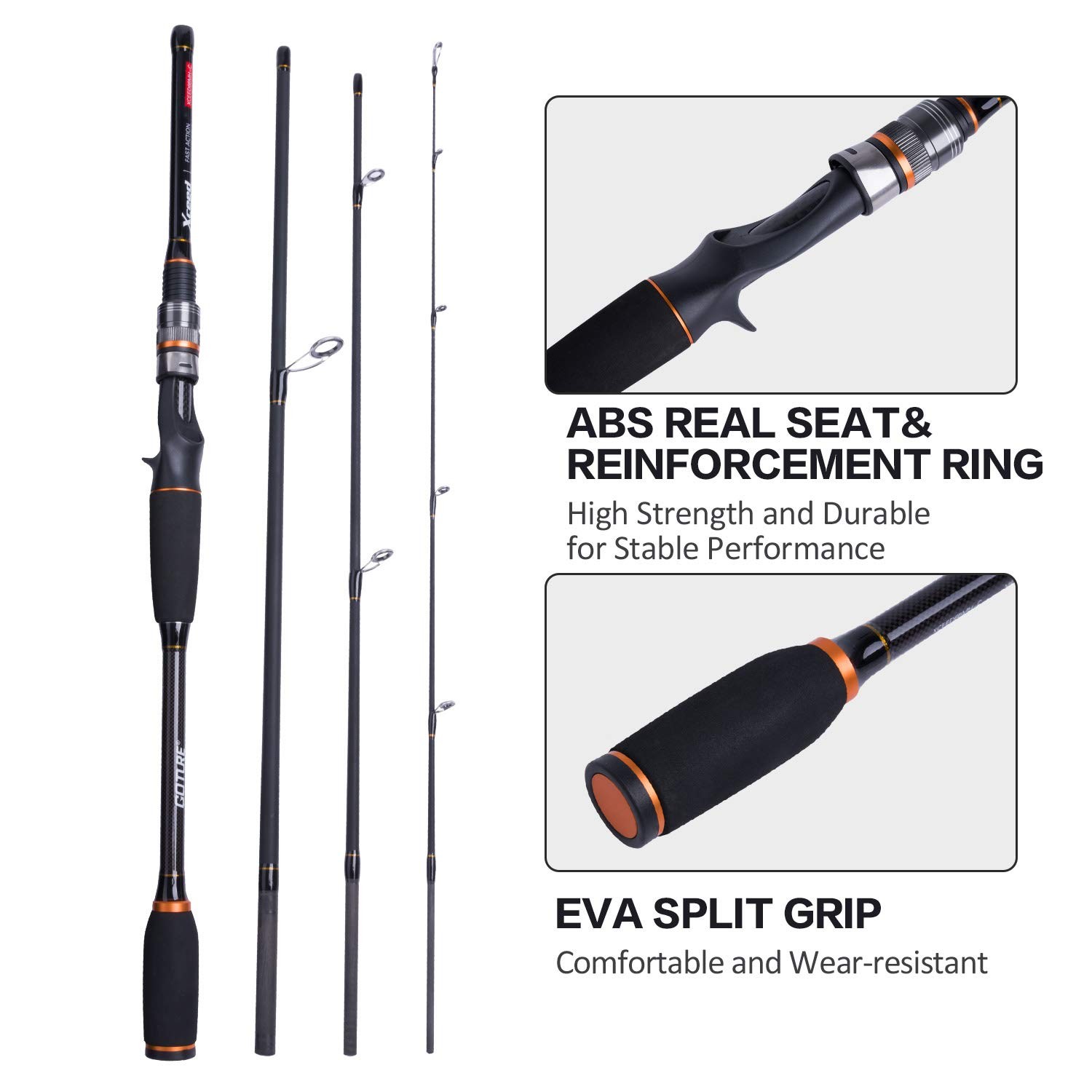 Goture Travel Fishing Rods,2 Piece/4 Piece Fishing Pole with Case/Bag,Surf Casti