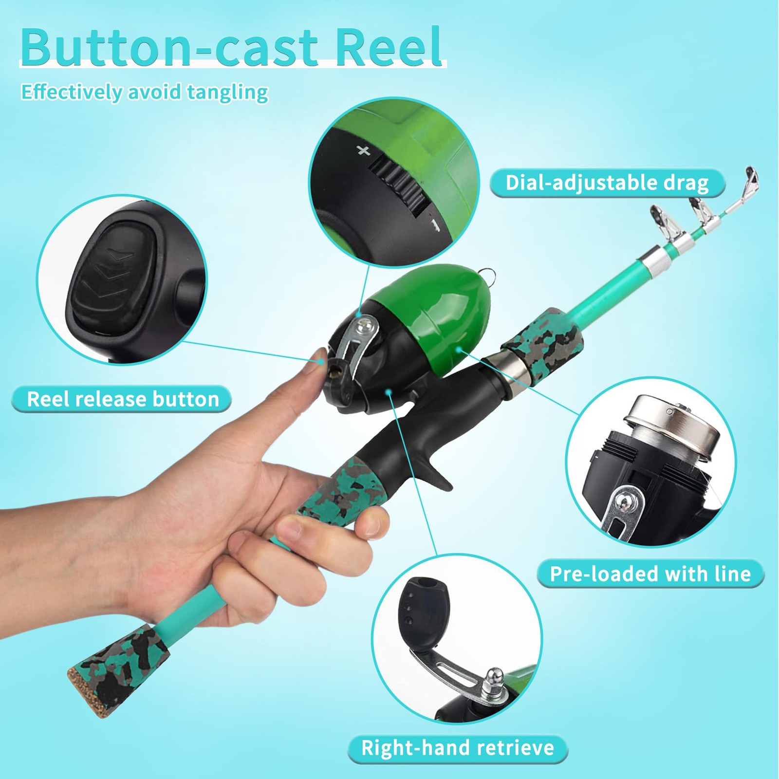 Kids Fishing Pole Kit Set – Portable Telescopic Rod & Reel Combo for Boys & Girl