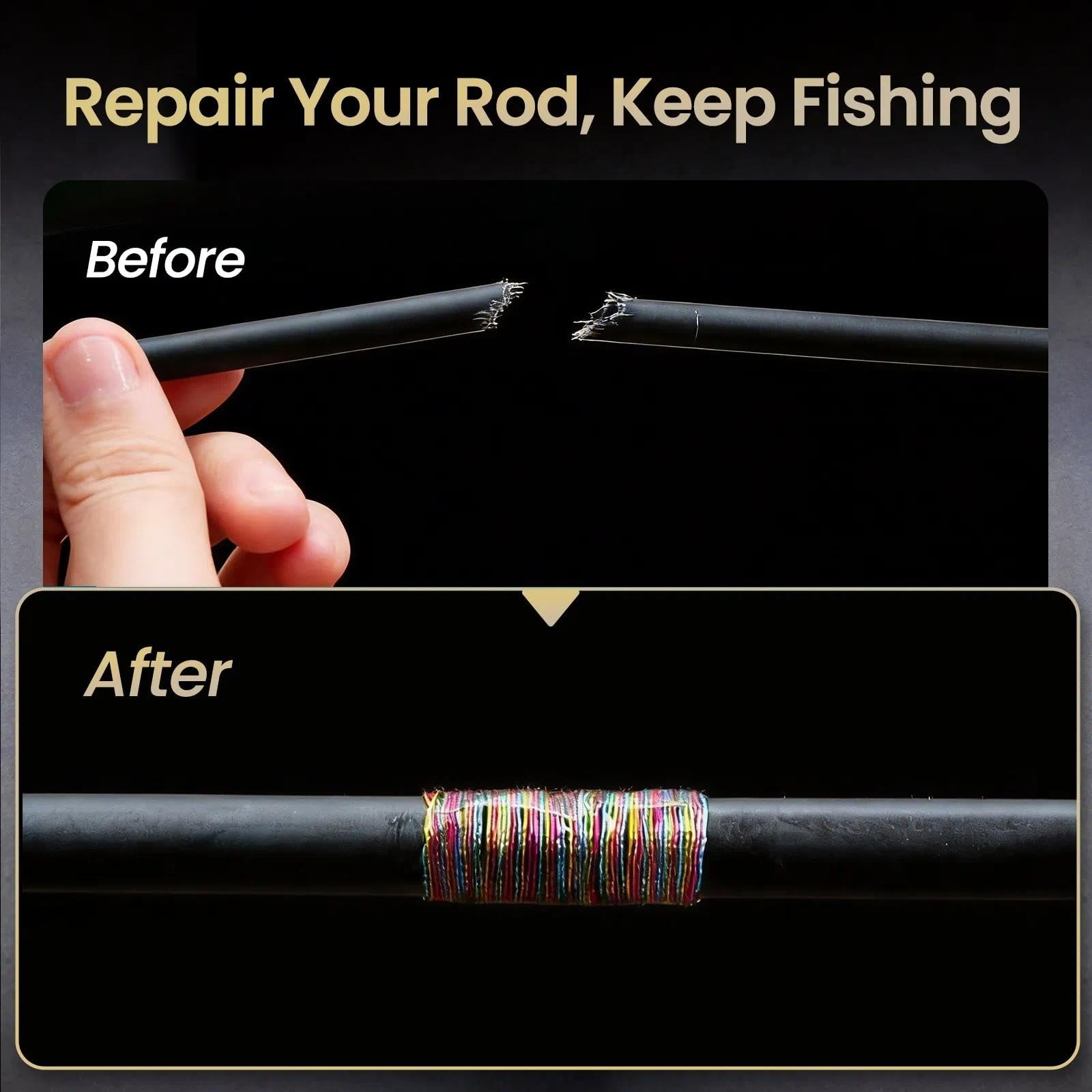 Fishing Rod Repair Kit Complete,10pcs Carbon Fiber Sticks with 5pcs Sandpaper