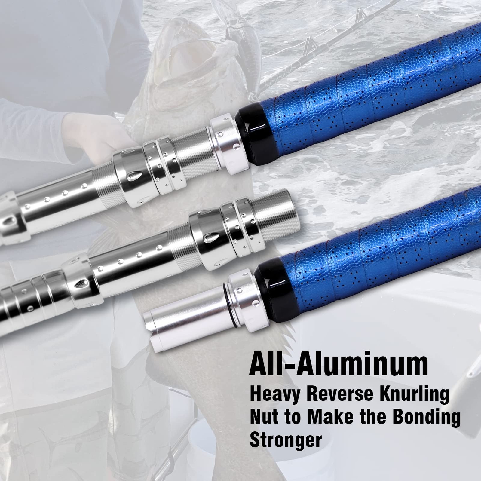 Fiblink Bent Butt Fishing Rod 2-Piece Saltwater 5’6″- 50-80lbs, silver