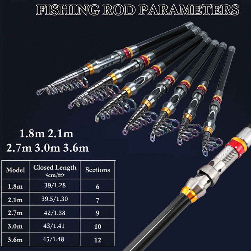 Carbon Fiber Travel Spinning Telescopic Fishing Rod Portable Retractable Fishing