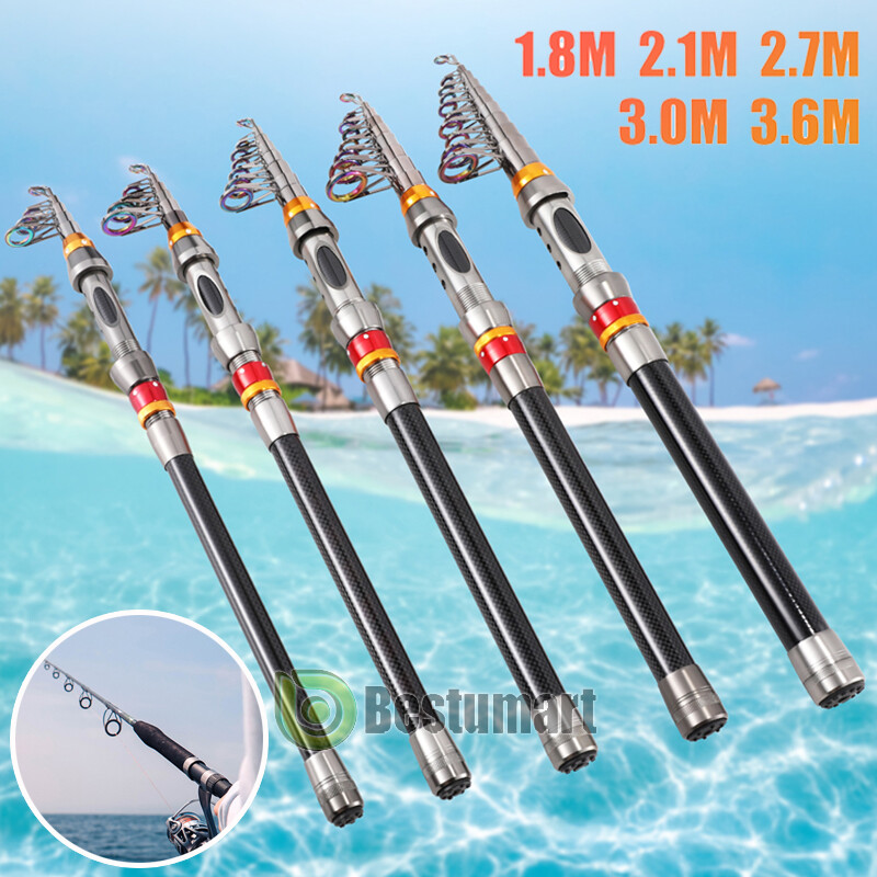 Telescopic Fishing Pole Spinning Rod Carbon Fiber Medium Fast Lightweight 9f 12f