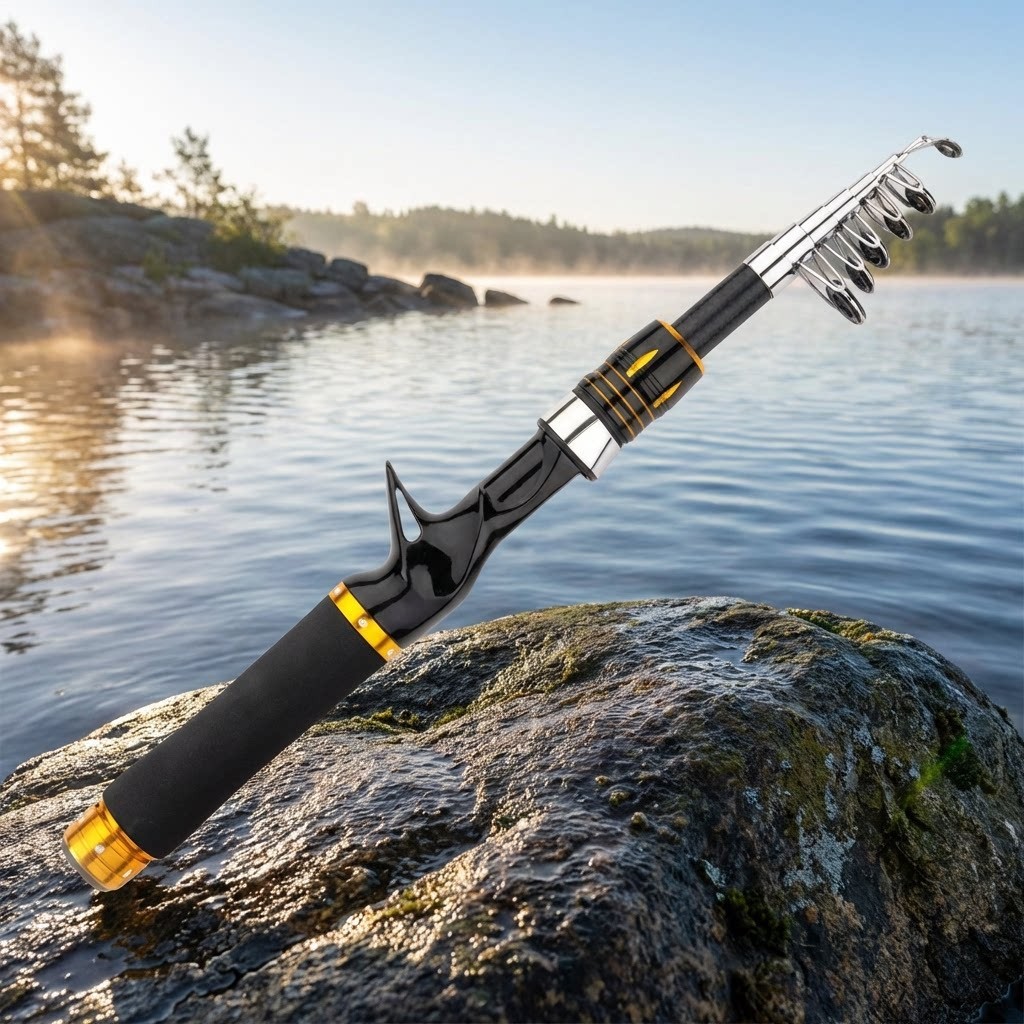 Fishing Rod Carbon Telescopic 36cm Collapsed Length M Power for Travel Use