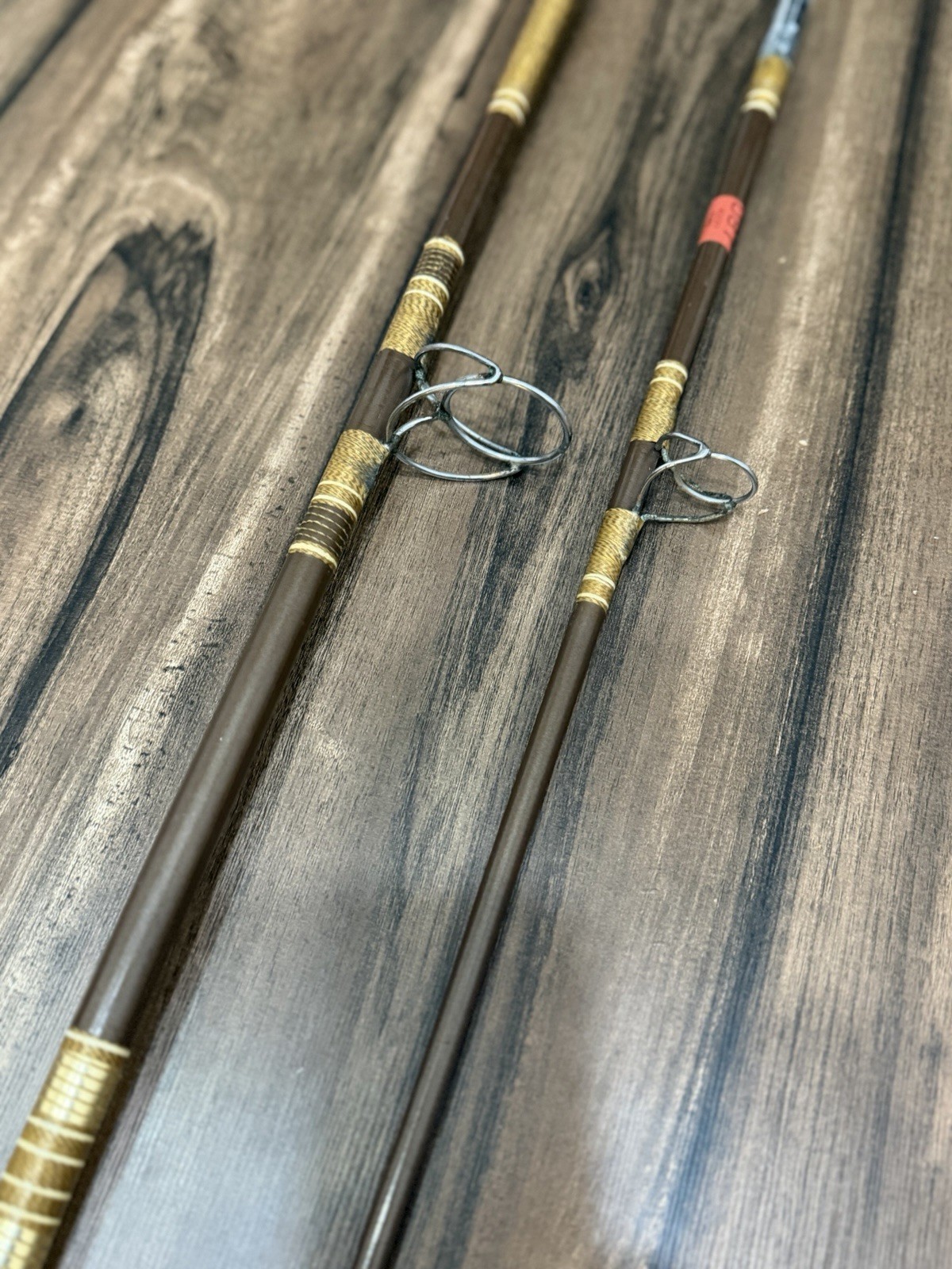 Vintage Abu Garcia 7’6” One Piece Fishing Rod Cork Handle Brown Fiberglass