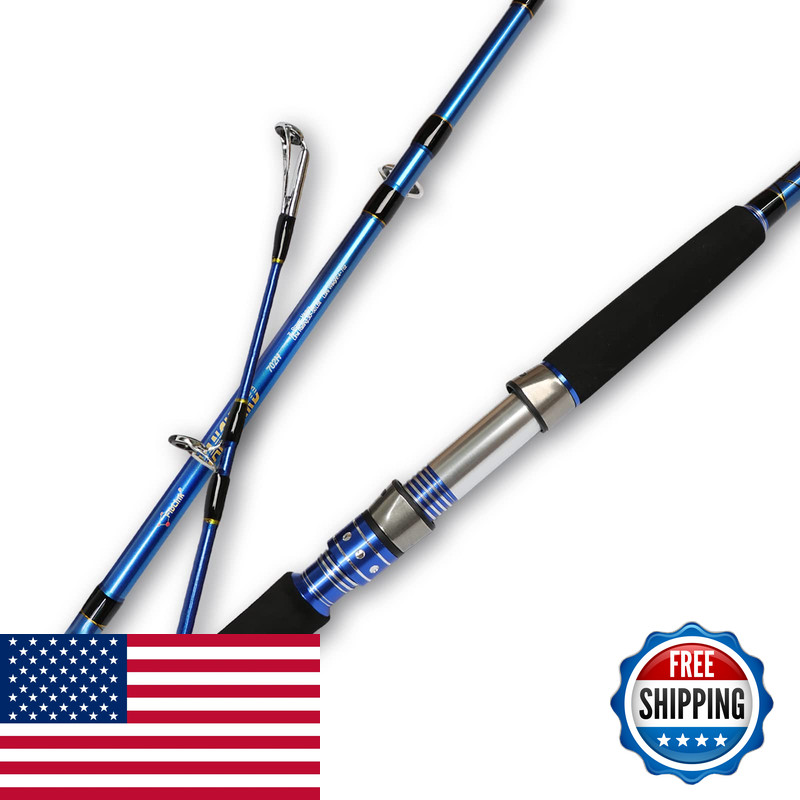 Fiblink 2-Piece Saltwater Spinning Fishing Rod Offshore Graphite Portable